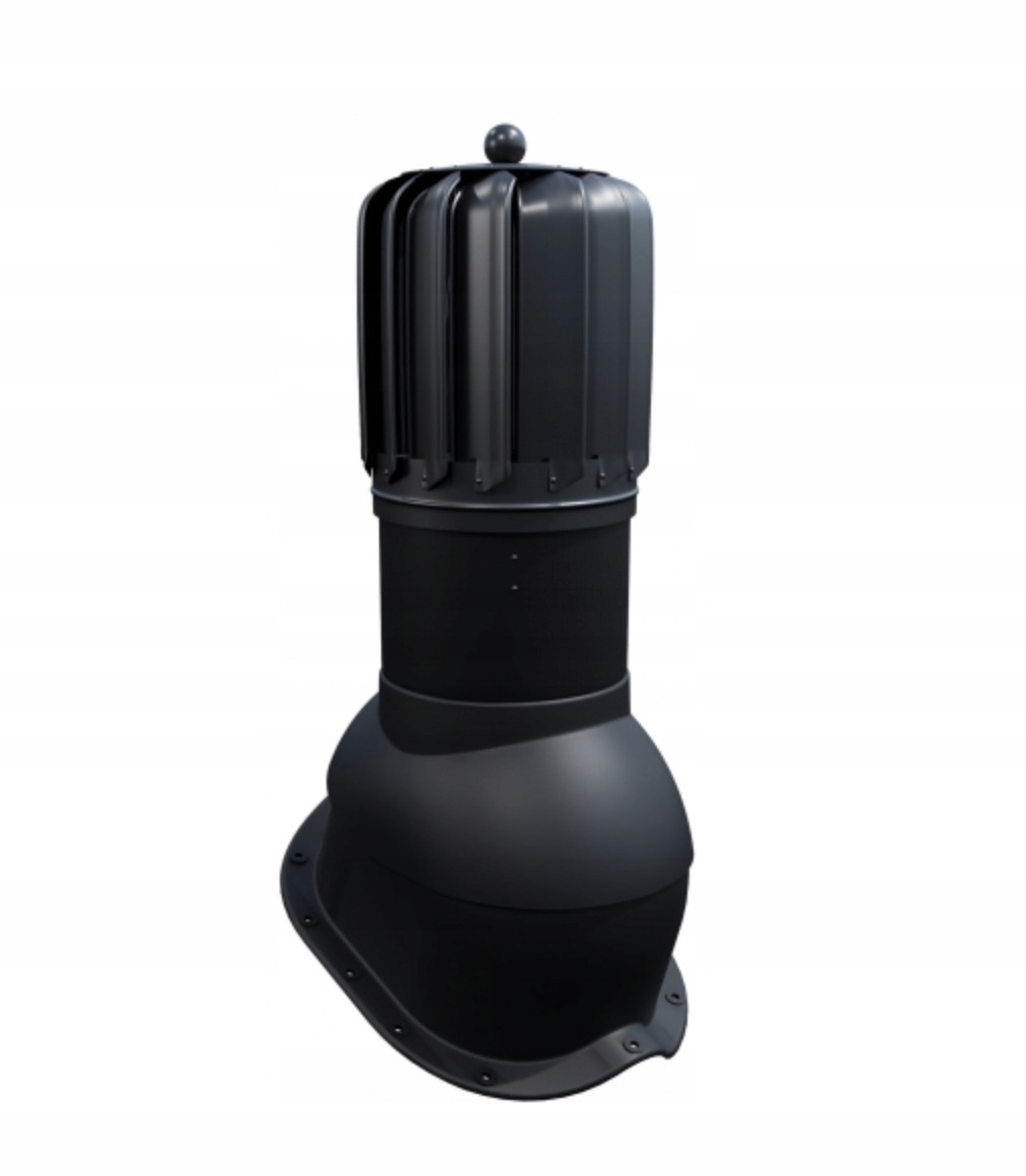 Otočný krb na plechovú krytinu ⌀150 mm Ventos X Roto N25 čierny