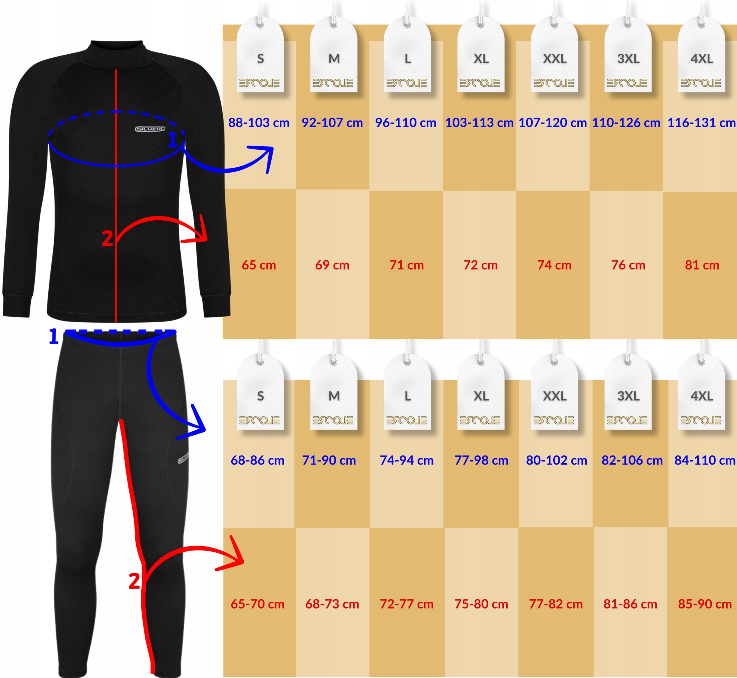 BIELIZNA TERMICZNA MĘSKA KOMPLET XXL OCIEPLANA Z MESZKIEM NANOSREBRO SILVER Kolor czarny