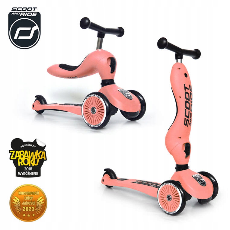 SCOOTANDRIDE Highwaykick 1 2w1 Jeździk i hulajnoga 1-5 lat Peach Kod producenta 96353