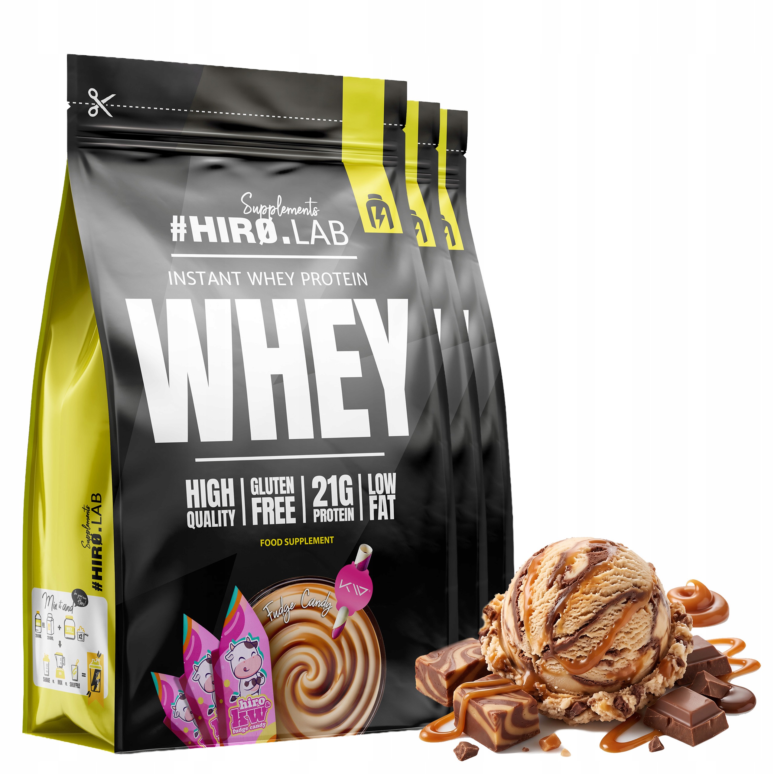 3x Wpc protein 750 g Instant Whey Protein Kravička Kamila Vyvolený Hiro