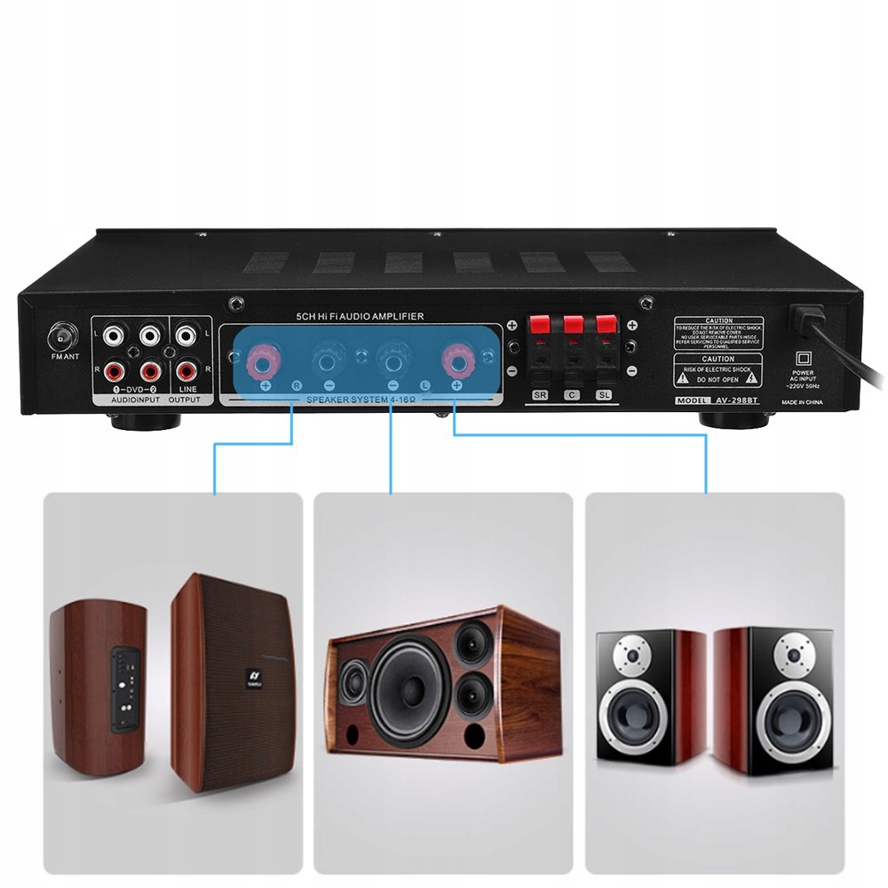 AMPLITUNER WZMACNIACZ HI-FI STEREO BLUETOOTH RADIO CYFROWY WZMACNIACZ USB System dźwięku 5.0