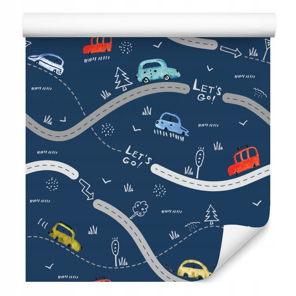 Tapeta s barevnými vozidly auta dětský pokoj