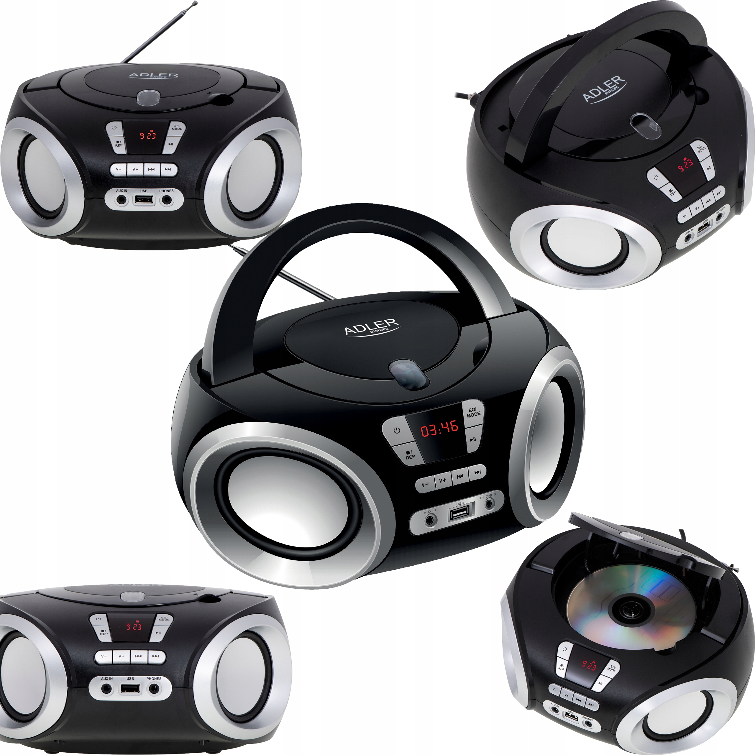 

Boombox Radio Odtwarzacz Przenośny CD-MP3 Usb Aux