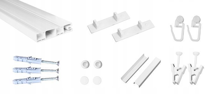 Karnisz SZYNA SUFITOWA PCV II-torowa KPL 340 cm Kolor biały