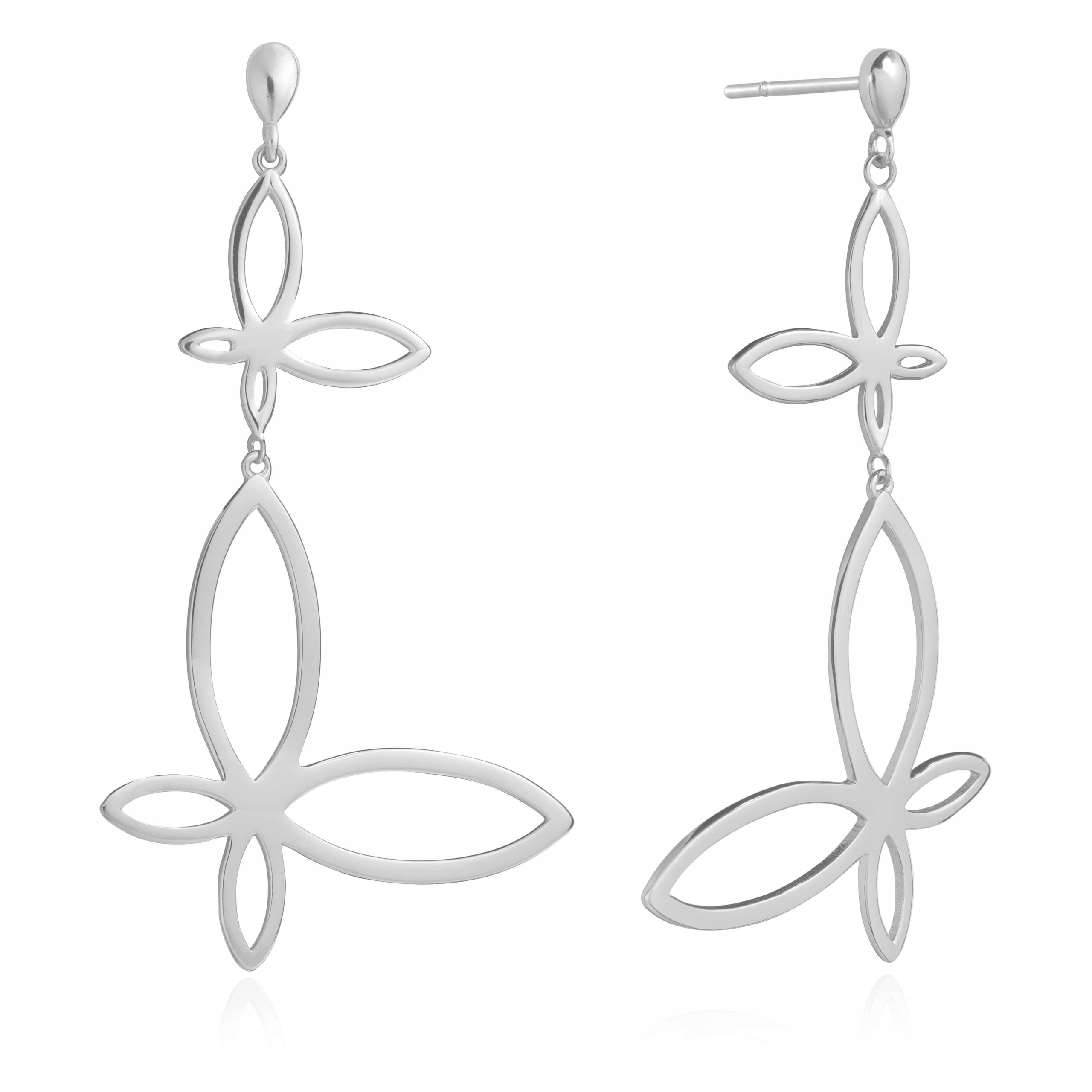 Kolczyki Srebrne Wiszące Ażurowe Podwójny Motyl Srebro 925 Sadva