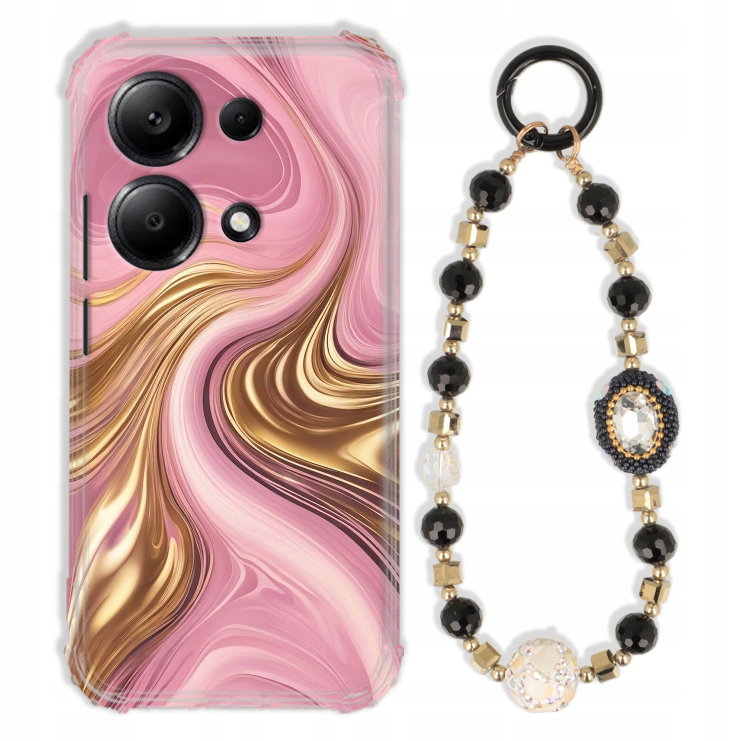 Puzdro Pre Xiaomi Poco M6 Pro Antishock Zirkóny Čierno Zlaté|odolné|silné