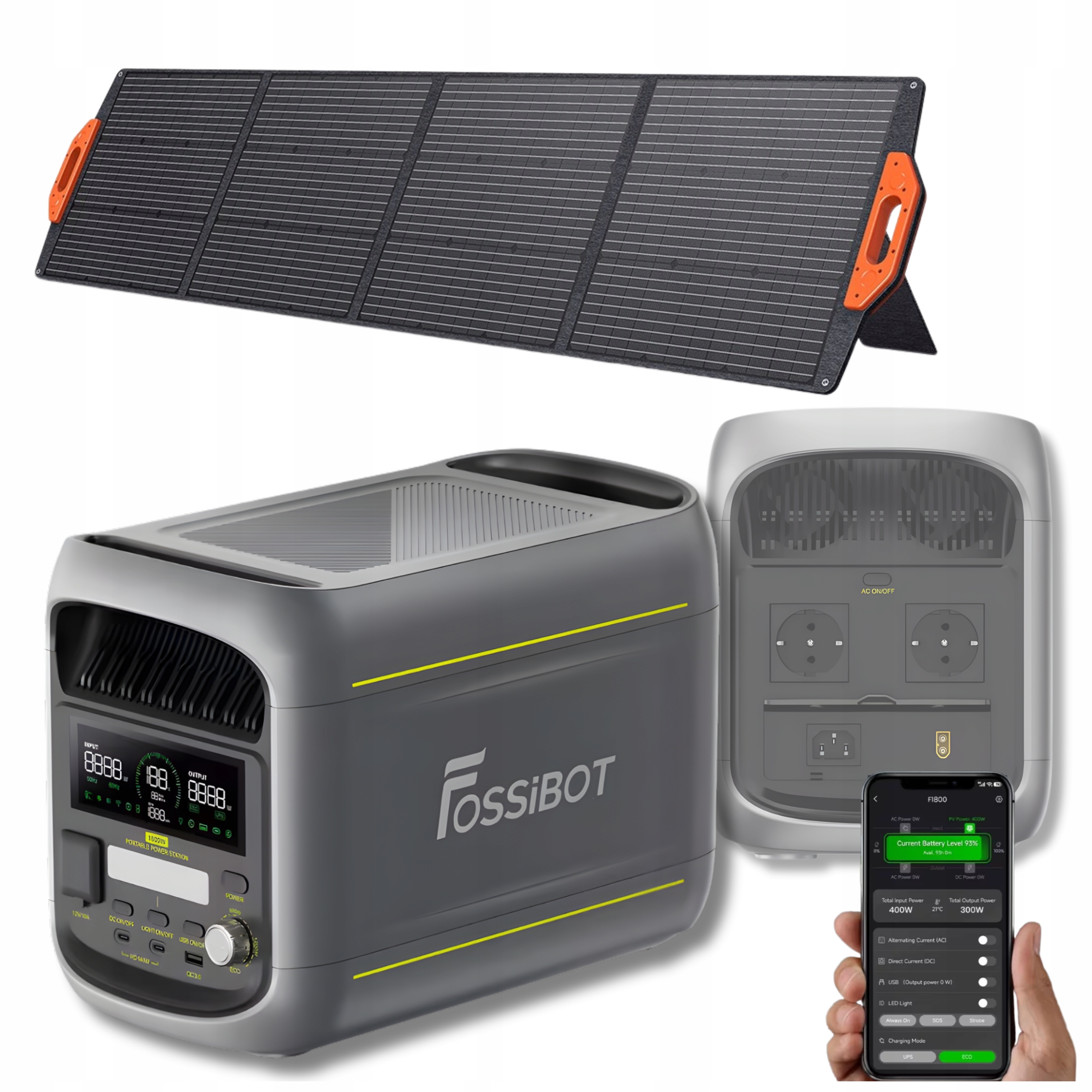 Zestaw Fossibot F1800 1024Wh 1800W Panel Solarny Słoneczny 200W Wodoodporny