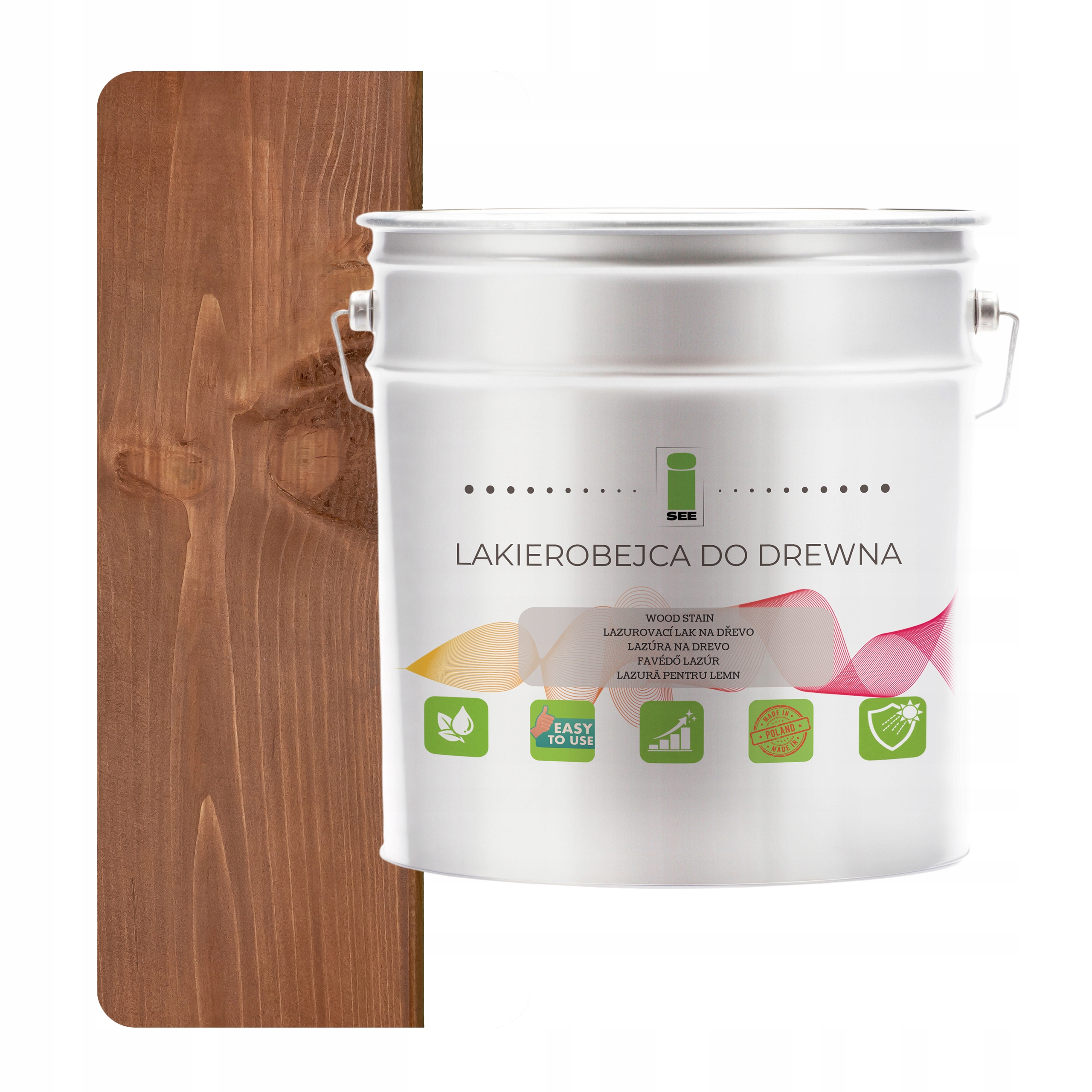 Lak na dřevo hnědý, hydrofobní, bez zápachu, satén 3v1 2,5L D060