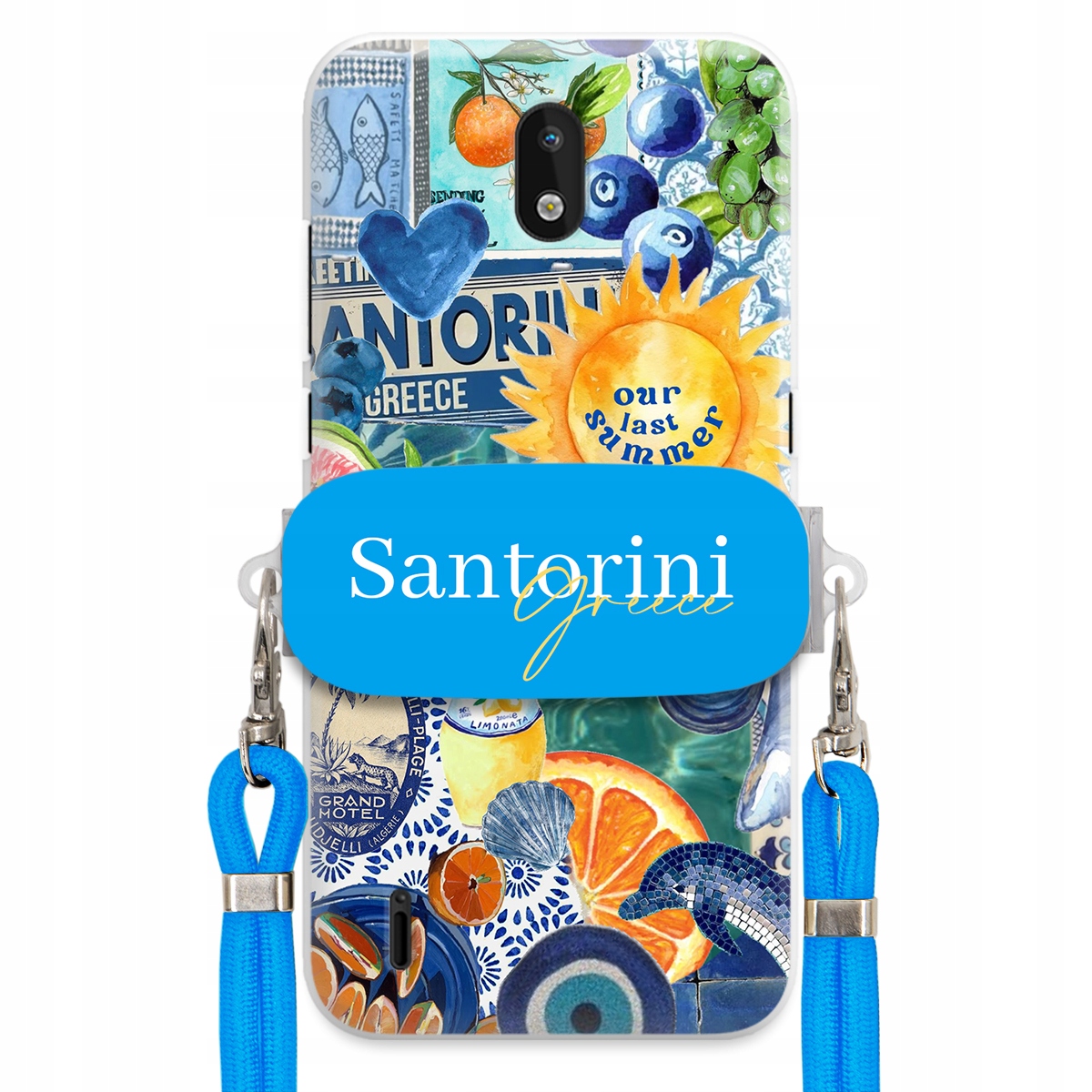 Puzdro pre Nokia 1.3 Modrá Crossbody šnúra držiak Santorini Sea Vibes