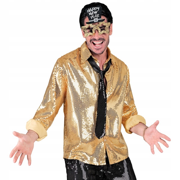 Pánská Flitrová Zlatá Košile Karneval Silvestr Party XXL