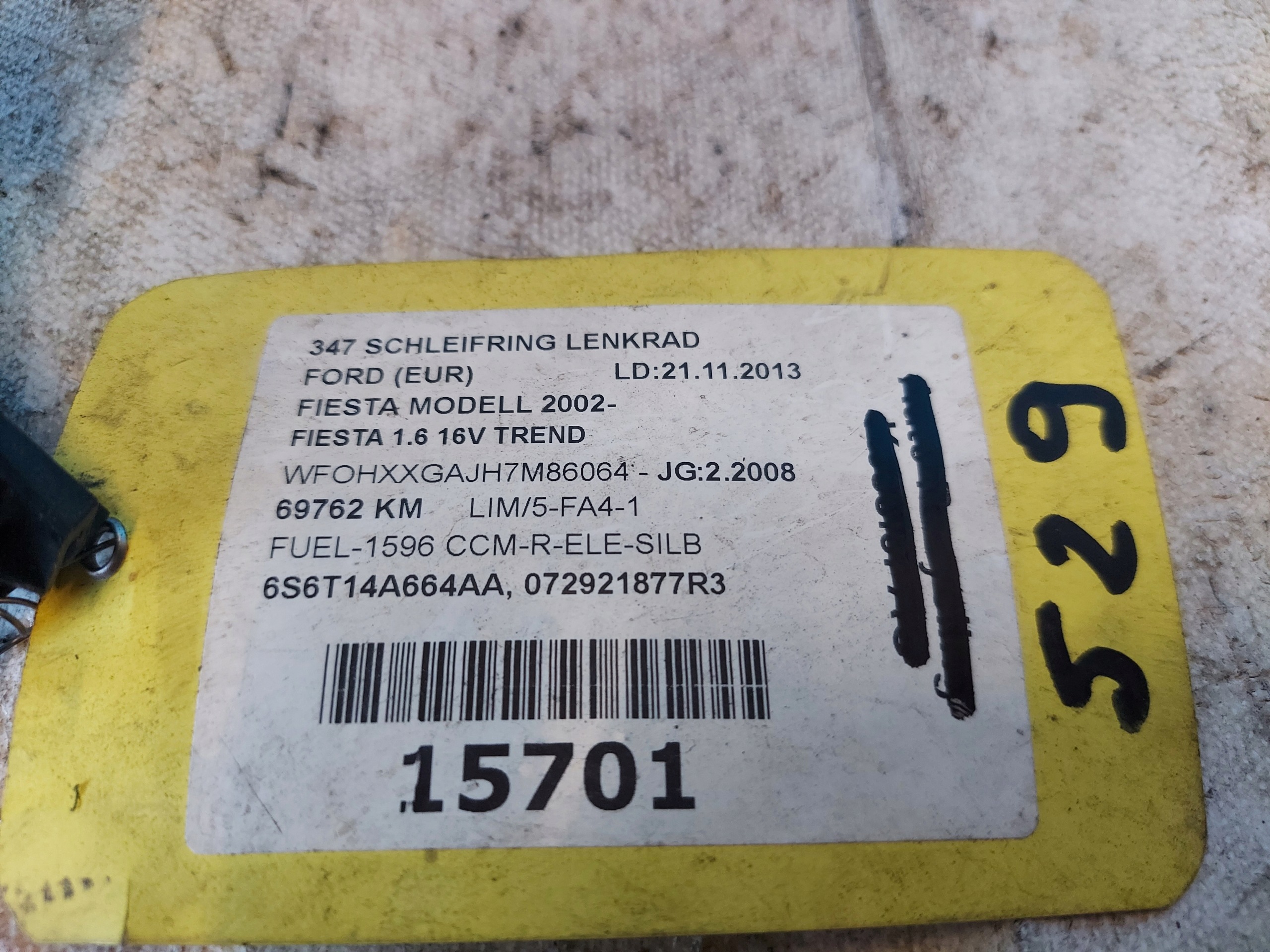 ring airbag FIESTA MK 6 6S6T14A664