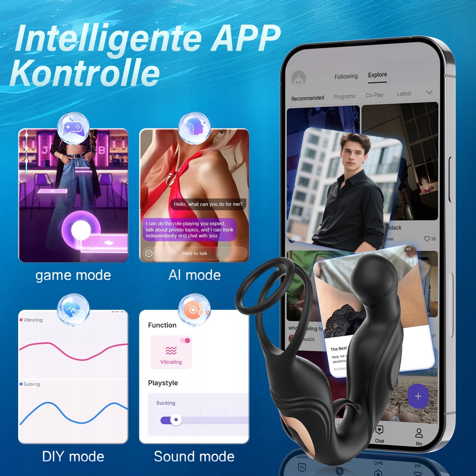 TAGNAFF Wibrator Analny dla Mężczyzn: Prostata 360° Masaż, 9 Trybów — miniatura 6