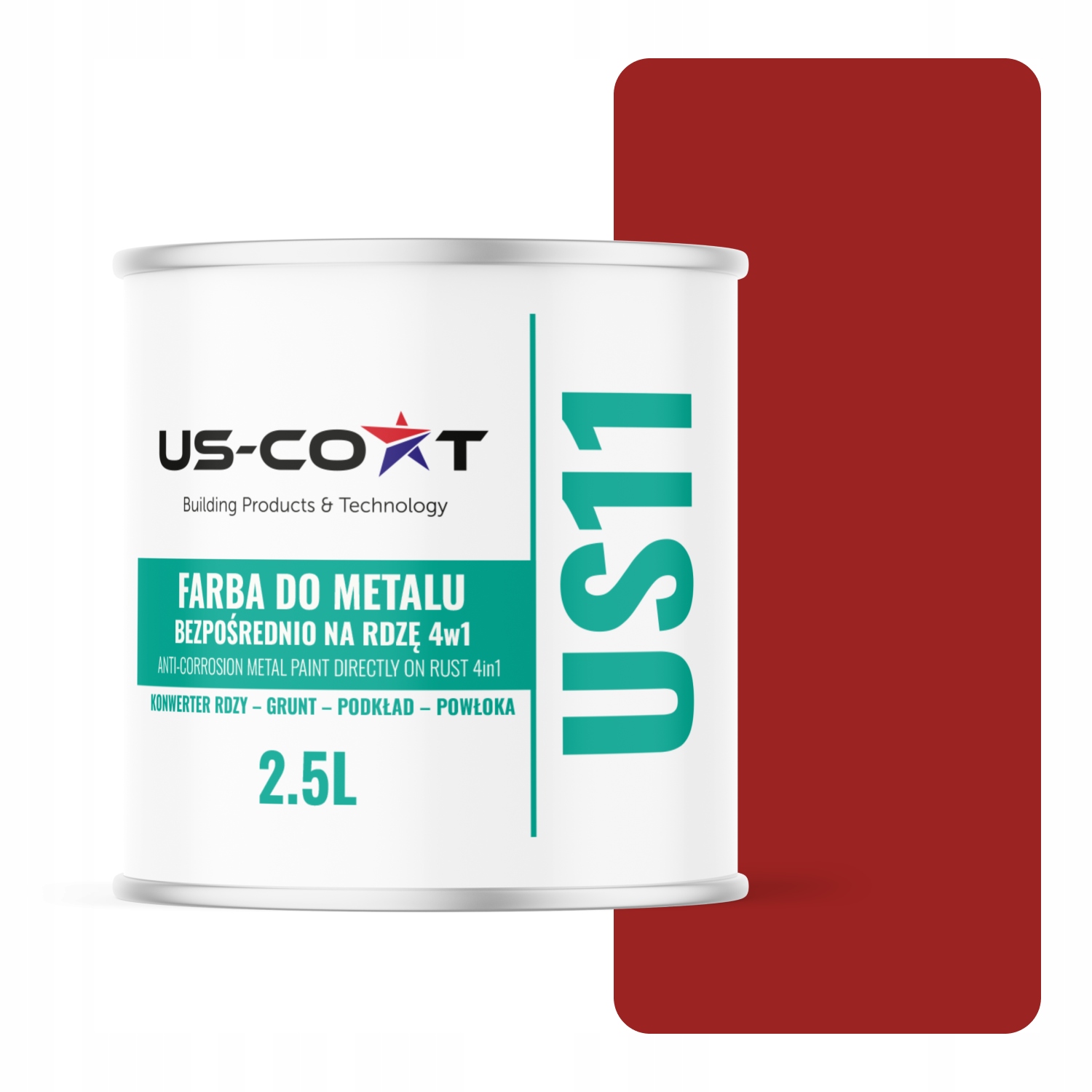 Farba Na Kov Na Hrdzu 4v1 Červená Karmínová Ral 3002 Satén 2,5L