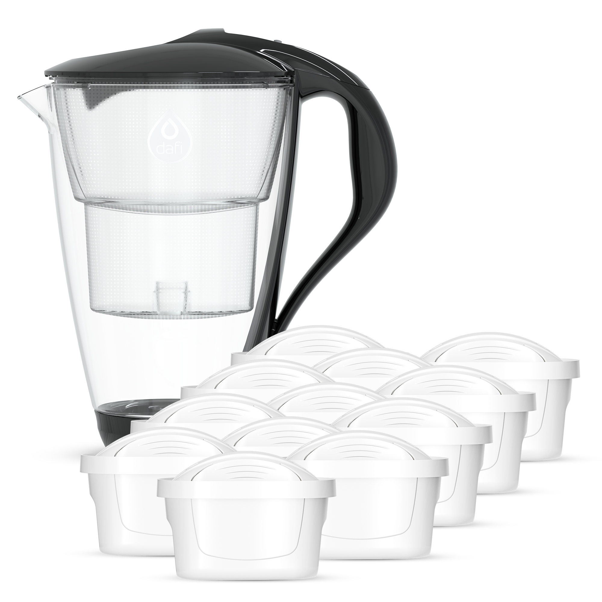 Skleněná filtrační konvice Dafi Crystal Led černá 12 filtrů Unimax