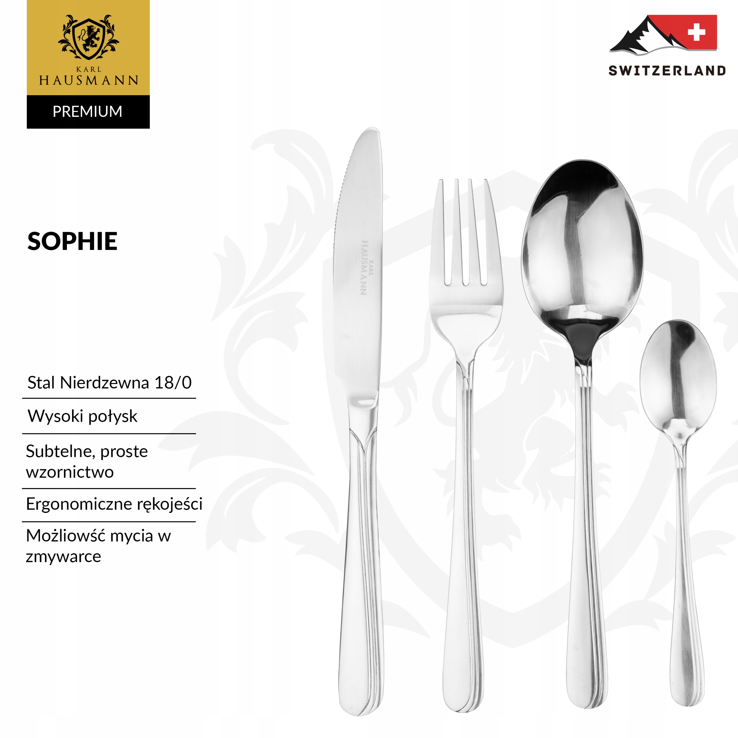 SZTUĆCE Zestaw Sztućców Komplet 24 EL Połysk 6 OS Marka Karl Hausmann