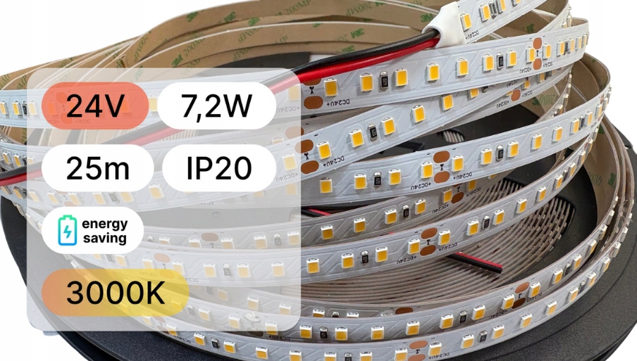 Led Páska 24V Smd 7,2W 128LED IP20 3000K 130lm/W 10mm 25mb