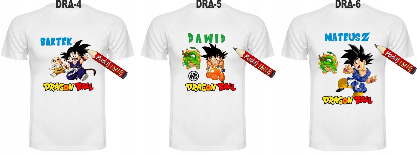 T-shirt imię Dragon Ball Z Super San GOKU 122-128 cm Materiał dominujący poliester