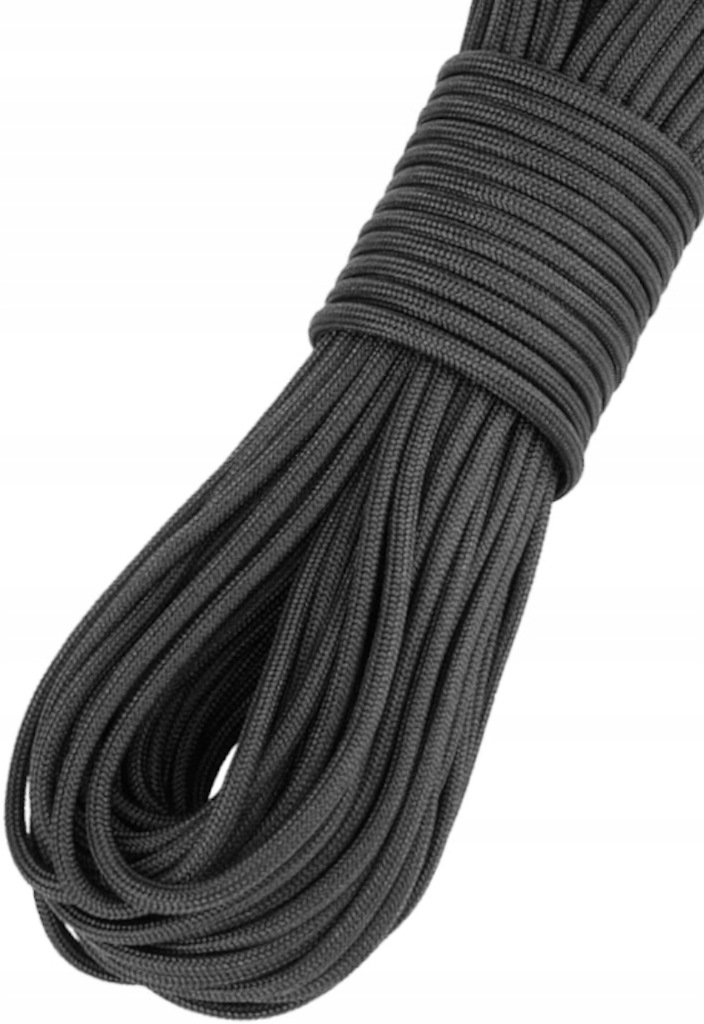 BSH - SUPER MOCNA WYTRZYMAŁA LINKA PARACORD SURVIVAL CZARNA 30m / 180 kg Obciążenie liny 180 kg