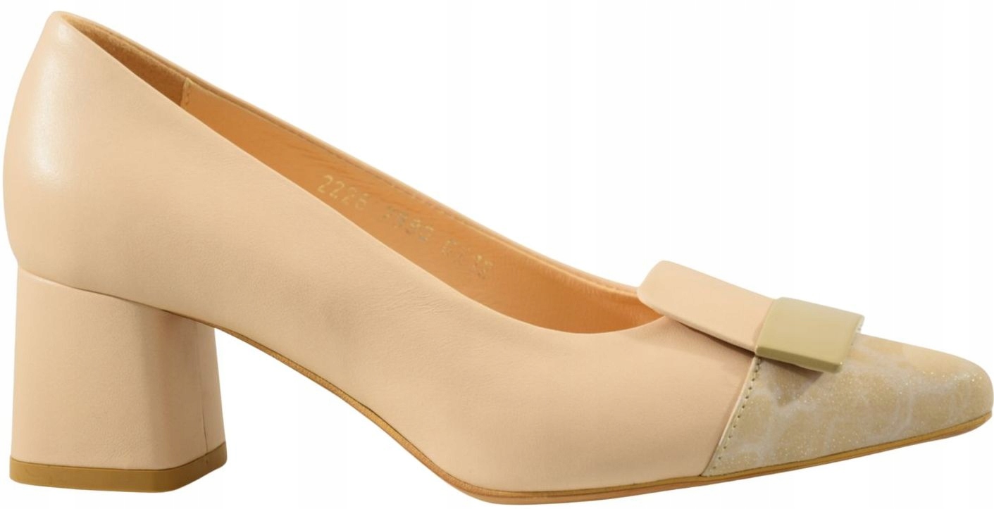 Elegantní dámské kožené béžové lodičky na podpatku Kordel 2990 VEL.38