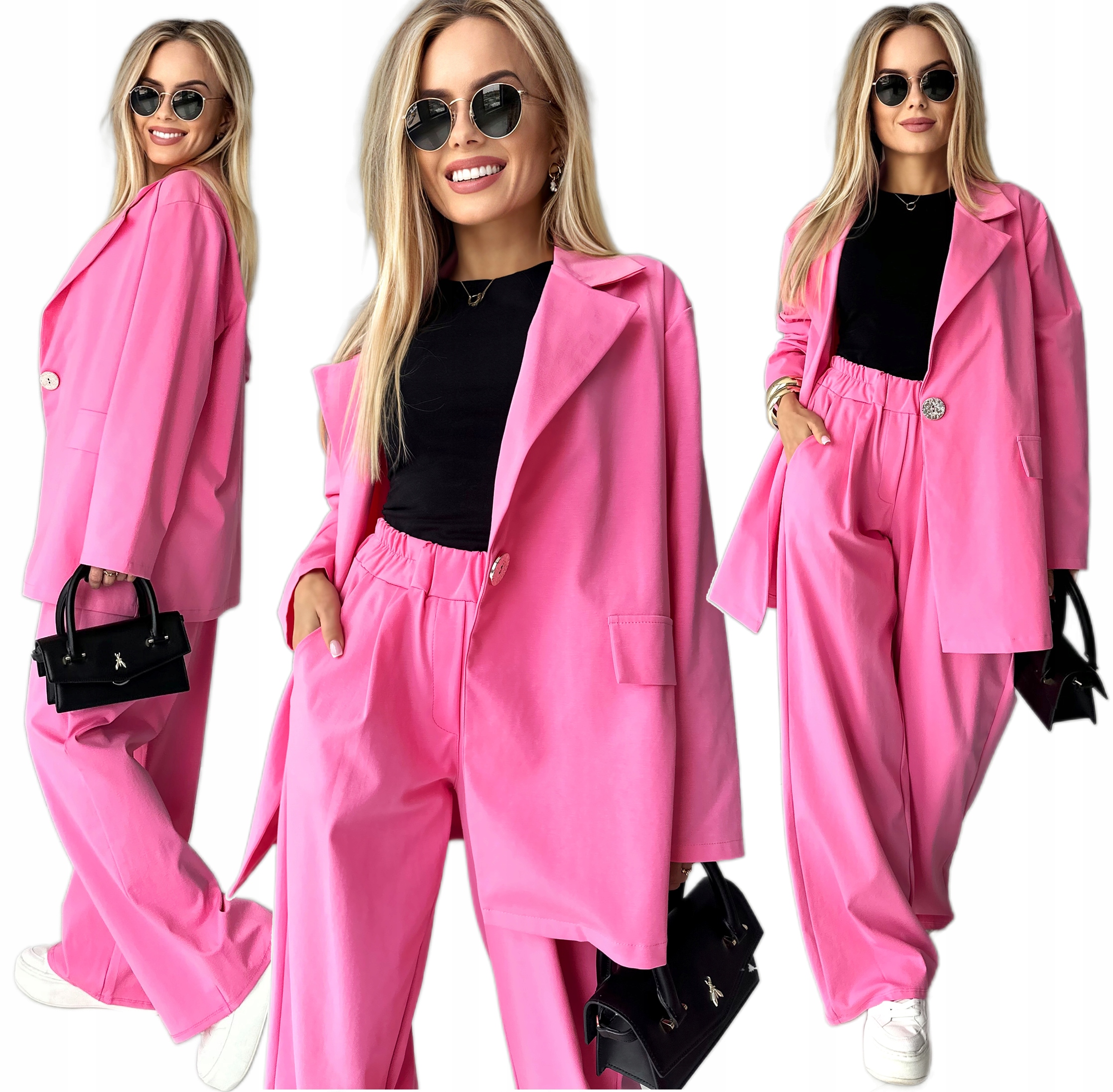 Elegantní stylový dámský oversize komplet sako široké kalhoty Inez