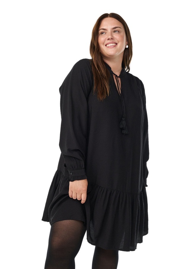 Zizzi Černá Šaty Falbana 203A 56