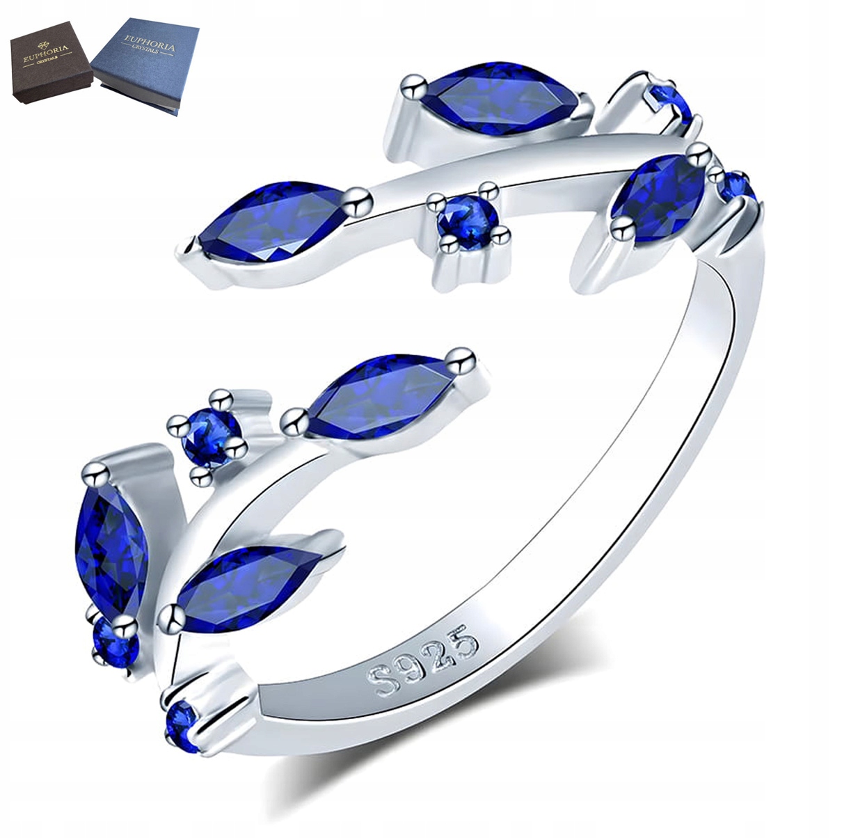 Krásný Stříbrný Nastavitelný Prstýnek Stříbro 925 Zirkony Dárek pro Ženu