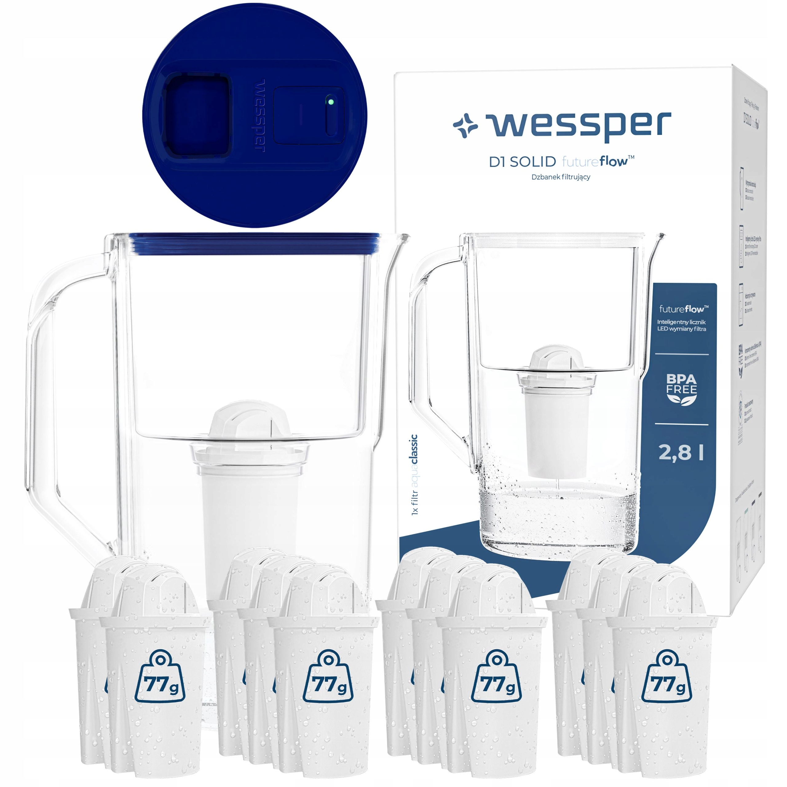 Filtrační konvice Wessper D1 Solid 2,8 l futureflow Led 12x filtr