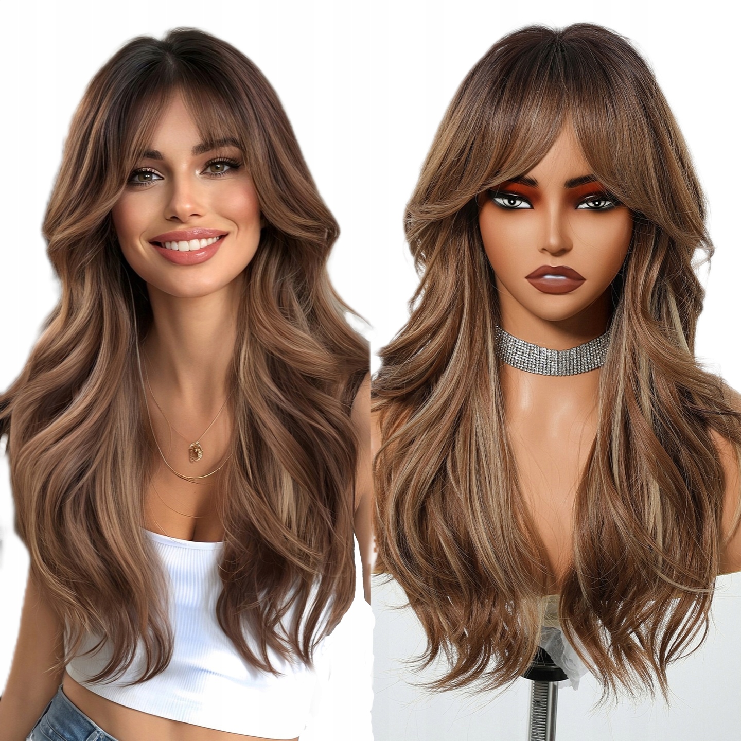 Dámská paruka Paruky Dámské Smíšený Bronz Dlouhé Vlasy Hřívou 24 palců