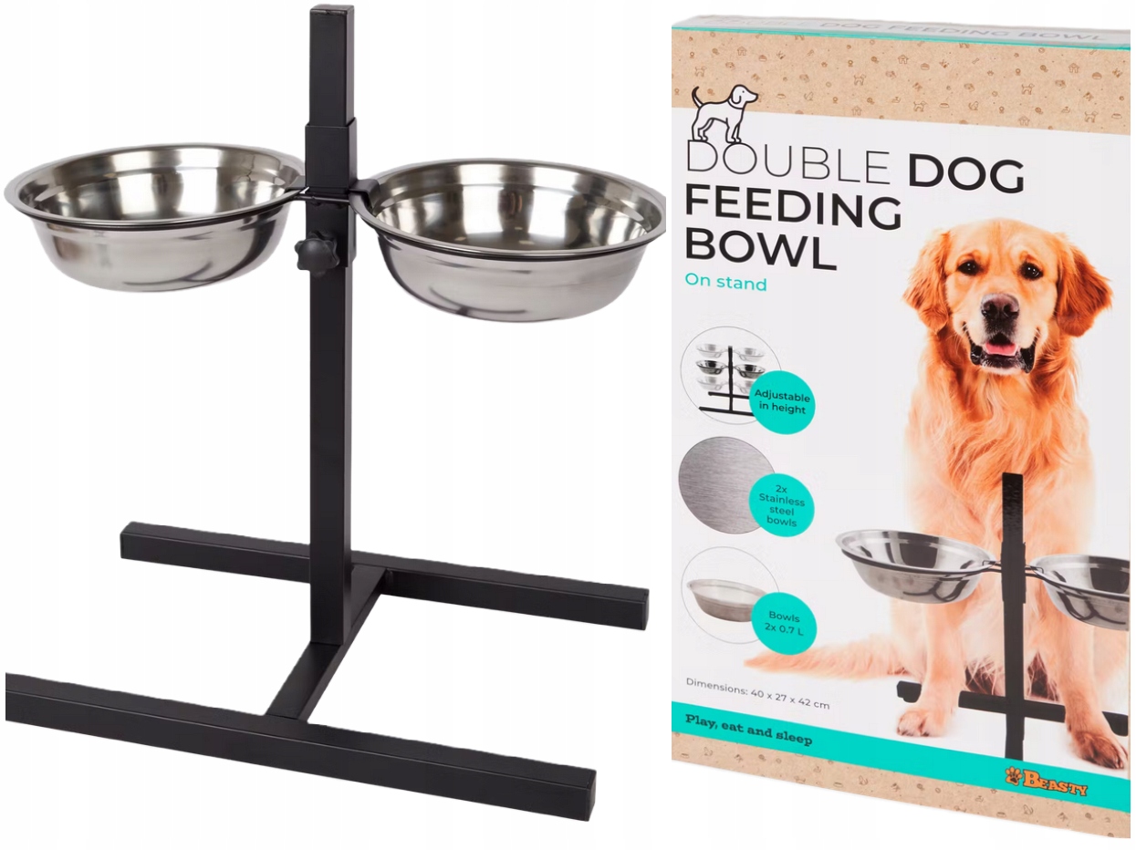 

Podwójna Miska Dla Psa Na Stojaku Regulowana Karma