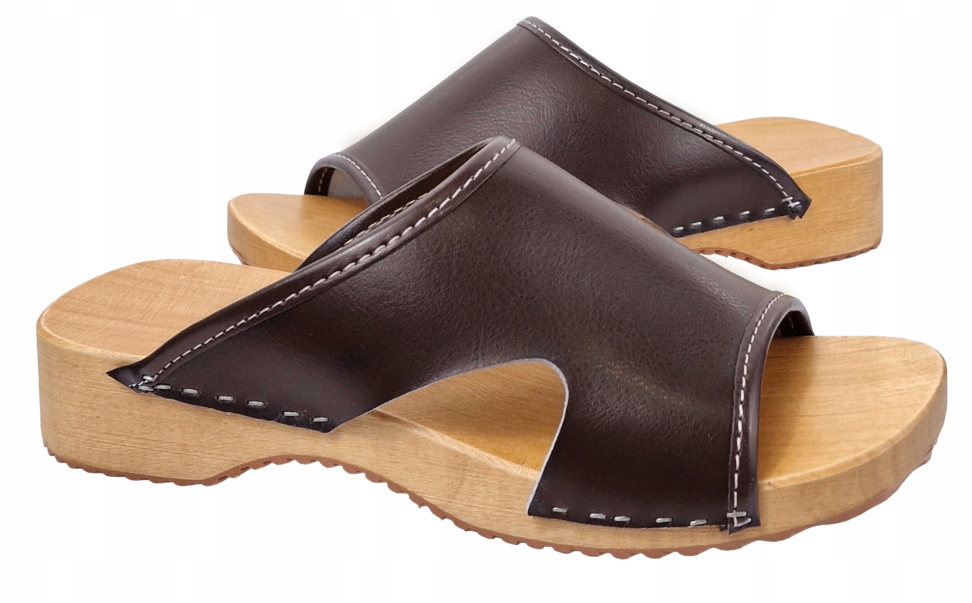 Klasyczne Drewniaki Skórzane Damskie Medyczne POLSKIE Chodaki Odkryte *39* Rozmiar 39