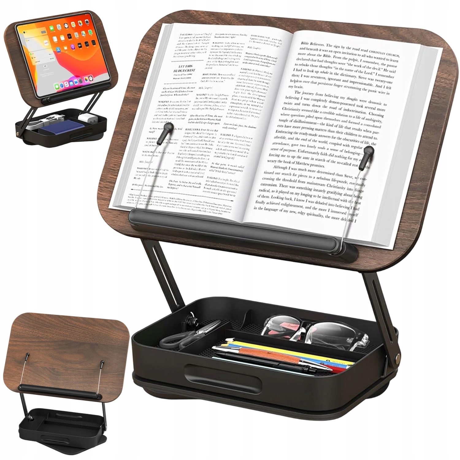 Stojan Na Knihy, Skládací Držák Na Čtení, Nastavitelná Výška, Skládací