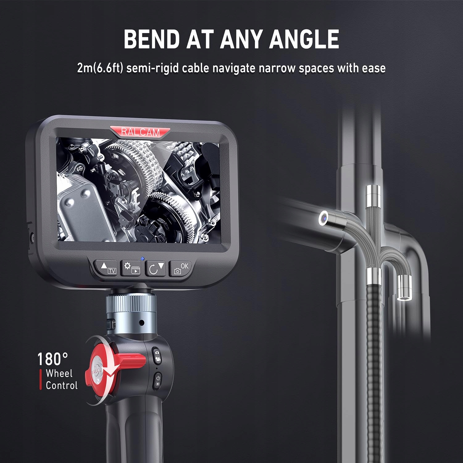 RALCAM Kamera Endoskopowa Z Oświetleniem 6 LED IP67 2M Kabel HD 720P — miniatura 2