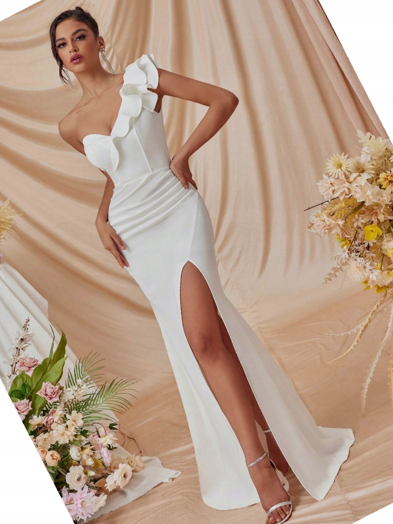 Šaty Syrena s vysokým rozparkem Adyce Balová na jedno rameno Xs