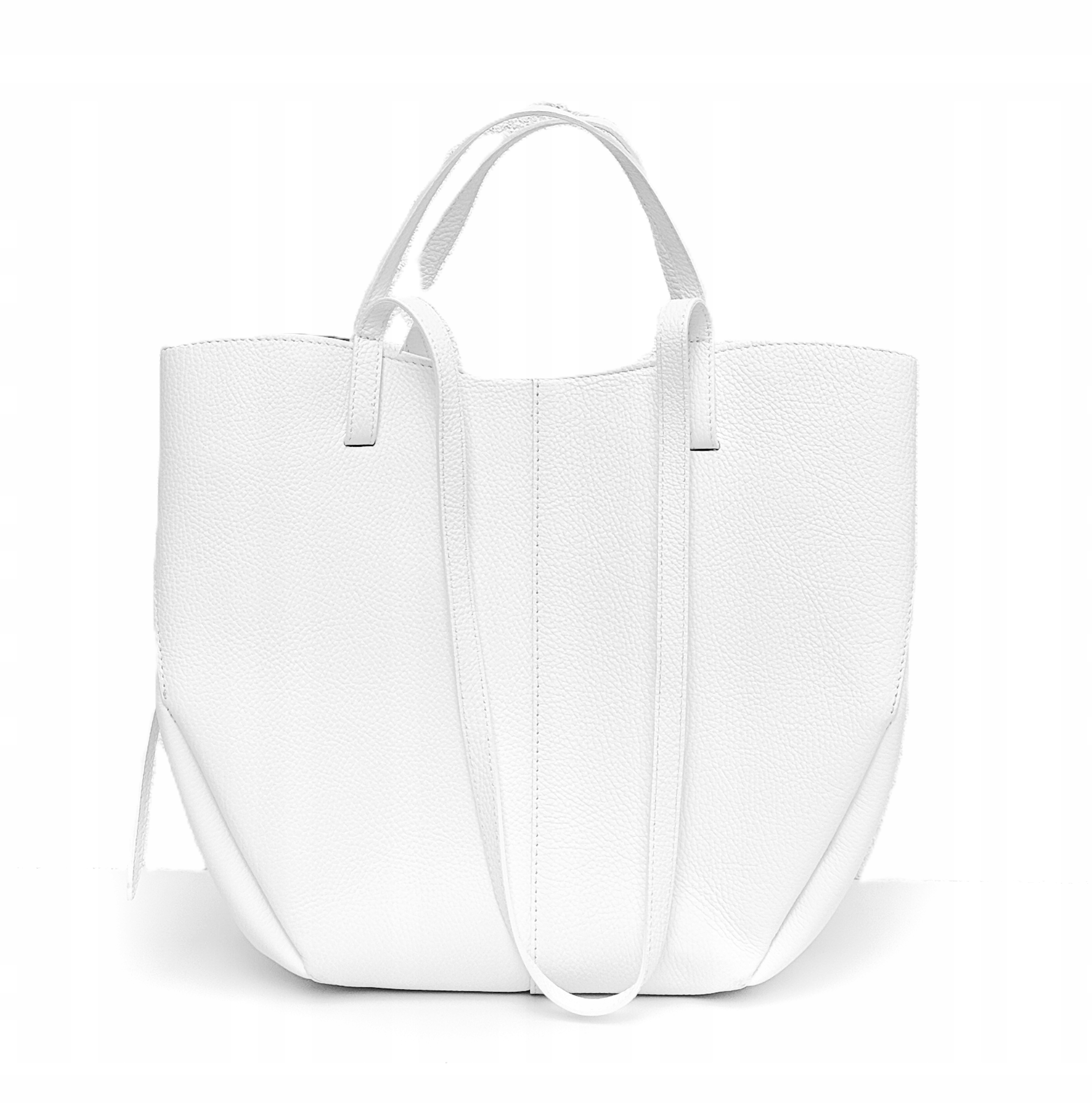 Kabelka shopper, přírodní kůže, bílá