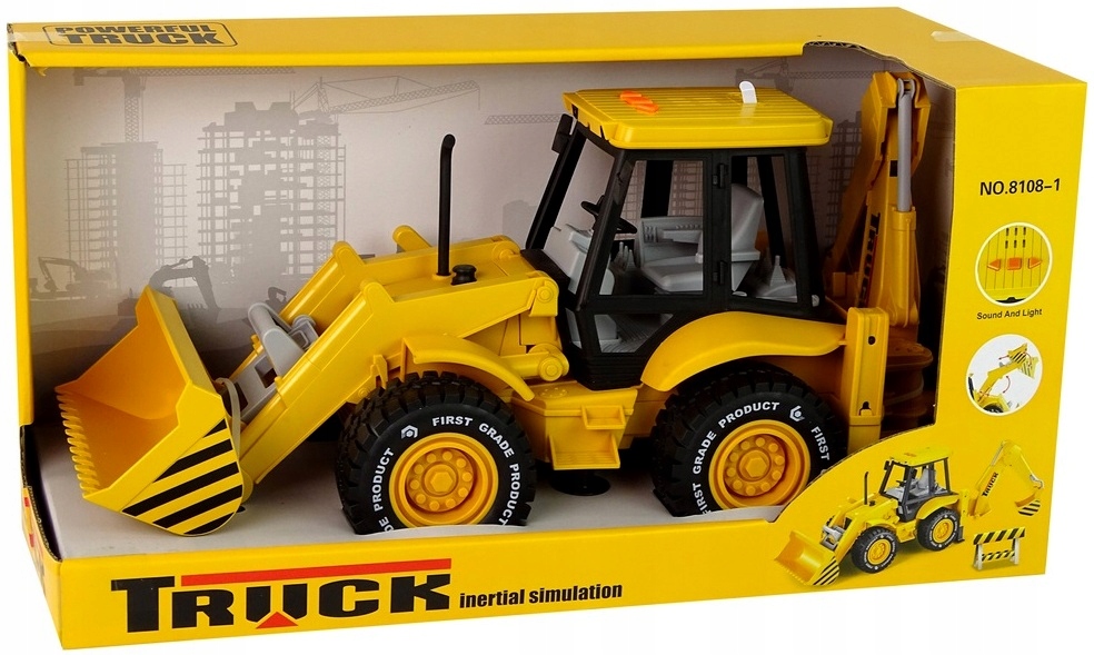 Koparko ładowarka pojazd budowlany ruchoma łyżka koparka Światła LED Dźwięk Materiał plastik