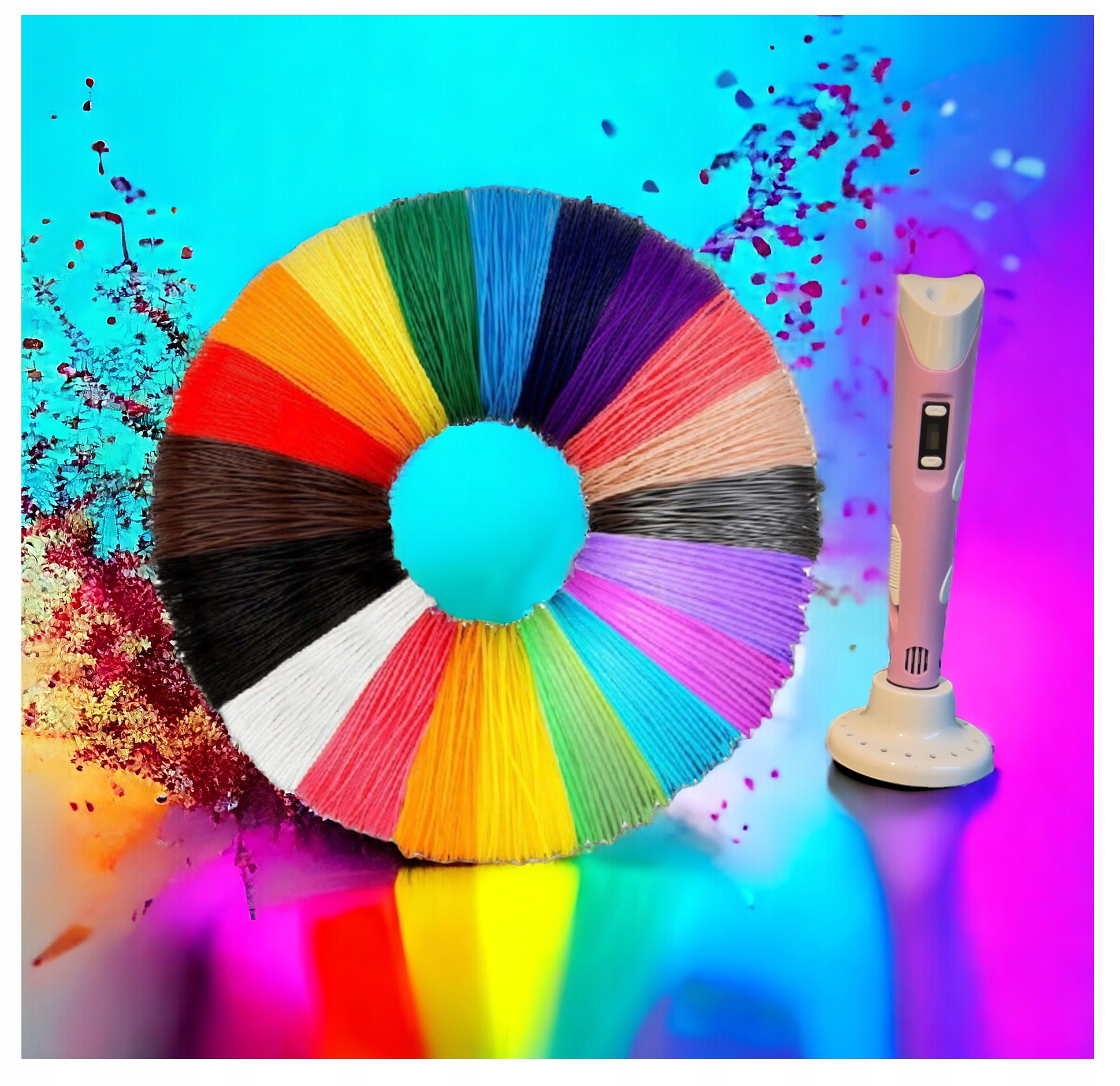 Propiska pen 3d Usb lcd růžový modrý 22 barev 110 m náplní jako dárek