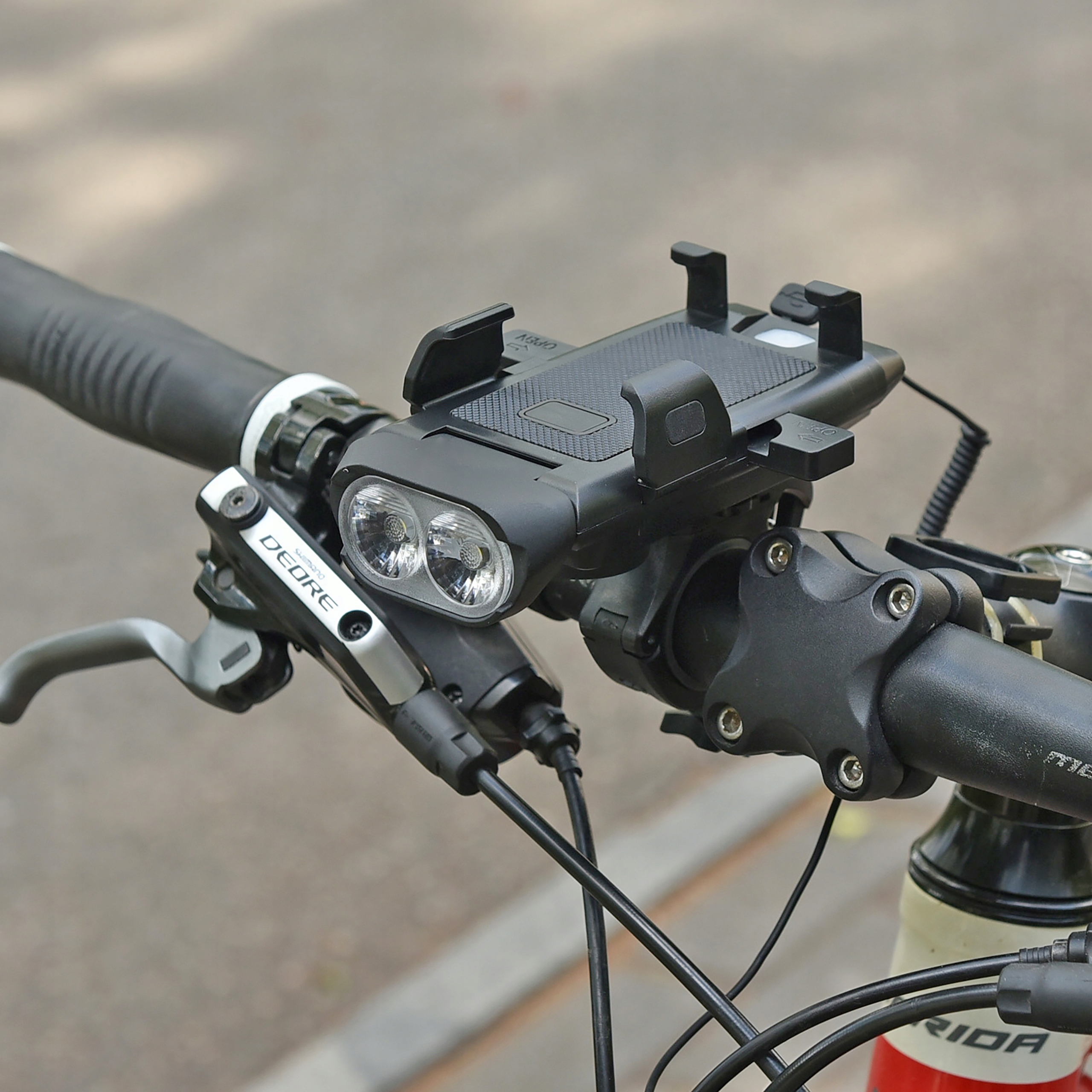 Fahrradlampe mit Handyhalterung + POWERBANK Lampka rowerowa z uchwytem na  telefon + POWERBANK