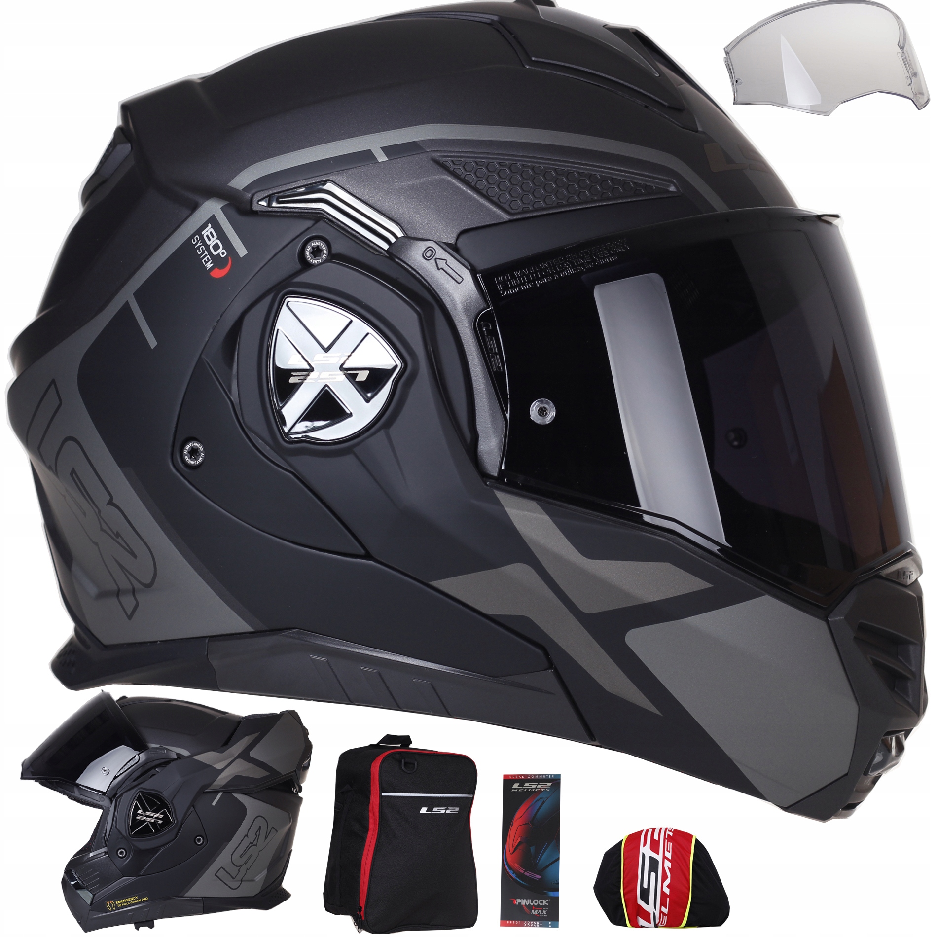 Szczękowy Kask Motocyklowy LS2 FF901 Advant X Metryk titan mat Pinlock