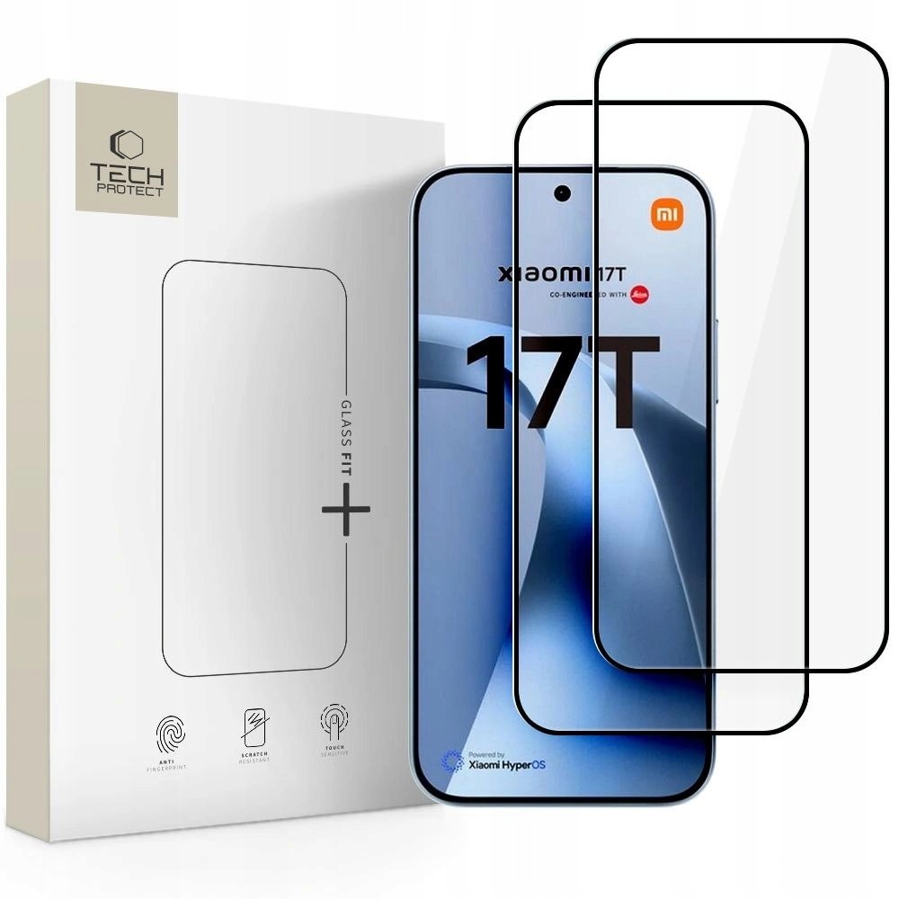 Szkło hartowane Tech-Protect Glass Fit+ 2-Pack na Xiaomi 17T czarne