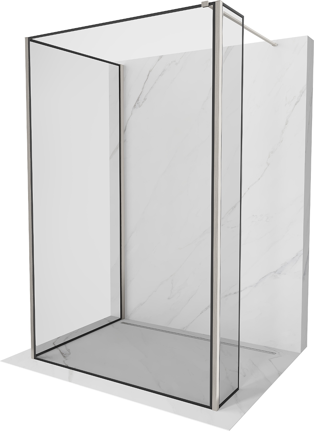 Ścianka szyba prysznicowa 90x90x40 Walk In Mexen Kioto 8 mm czarna nikiel