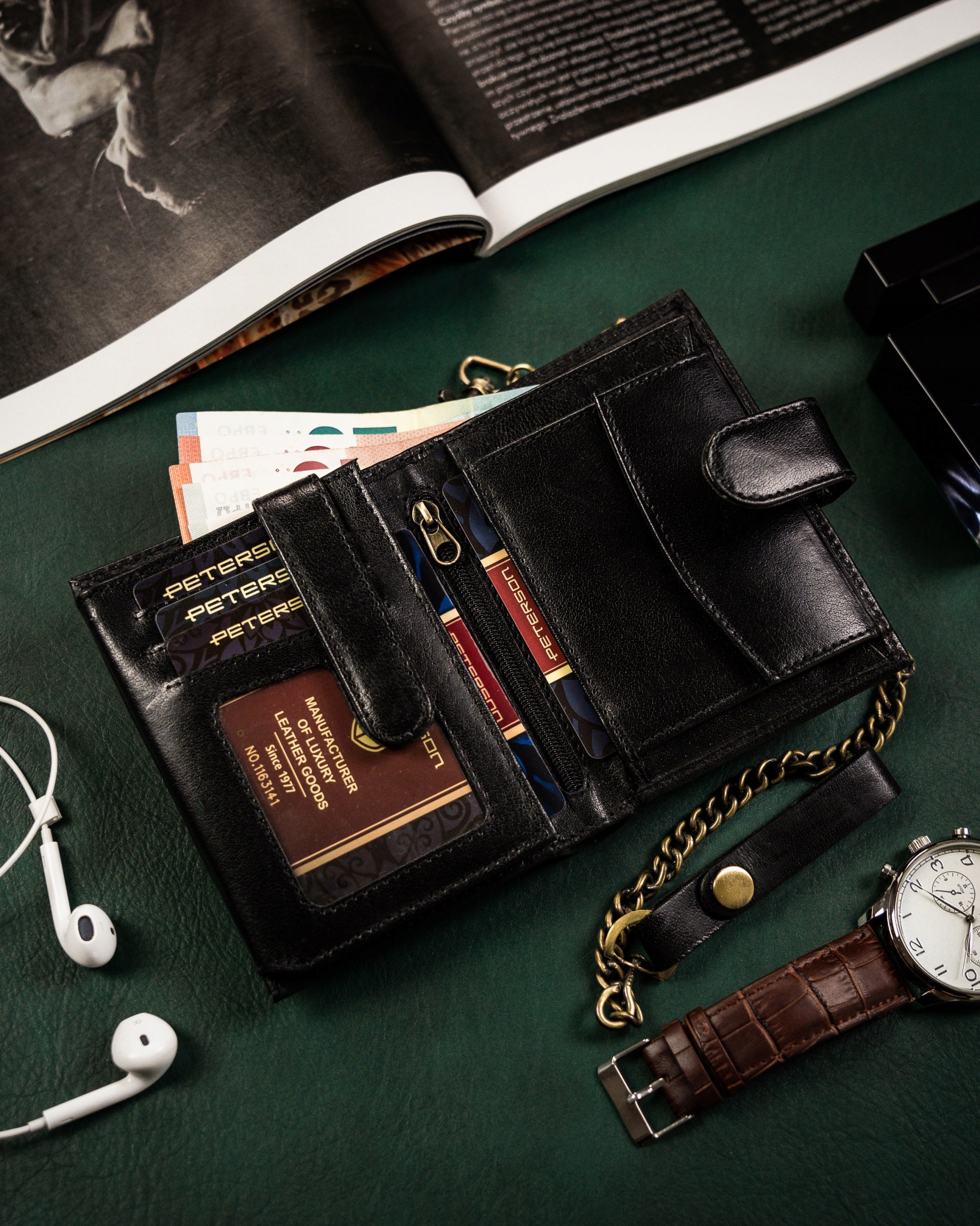 PETERSON PORTFEL MĘSKI SKÓRZANY STOP RFID ZAPINANY Marka Peterson