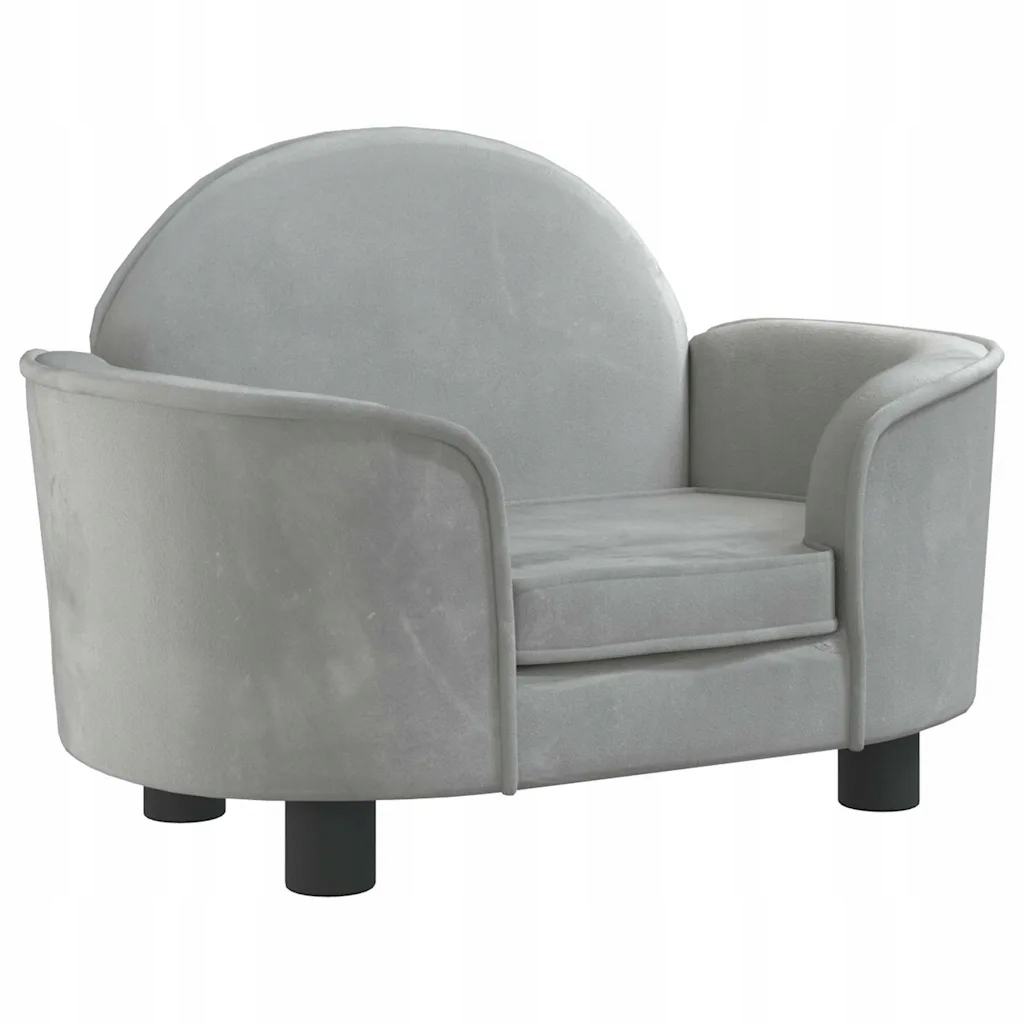 Levně Pelíšek pro psa světle šedý 66 x 40 x 45 cm, samet, masivní borovicové dřevo