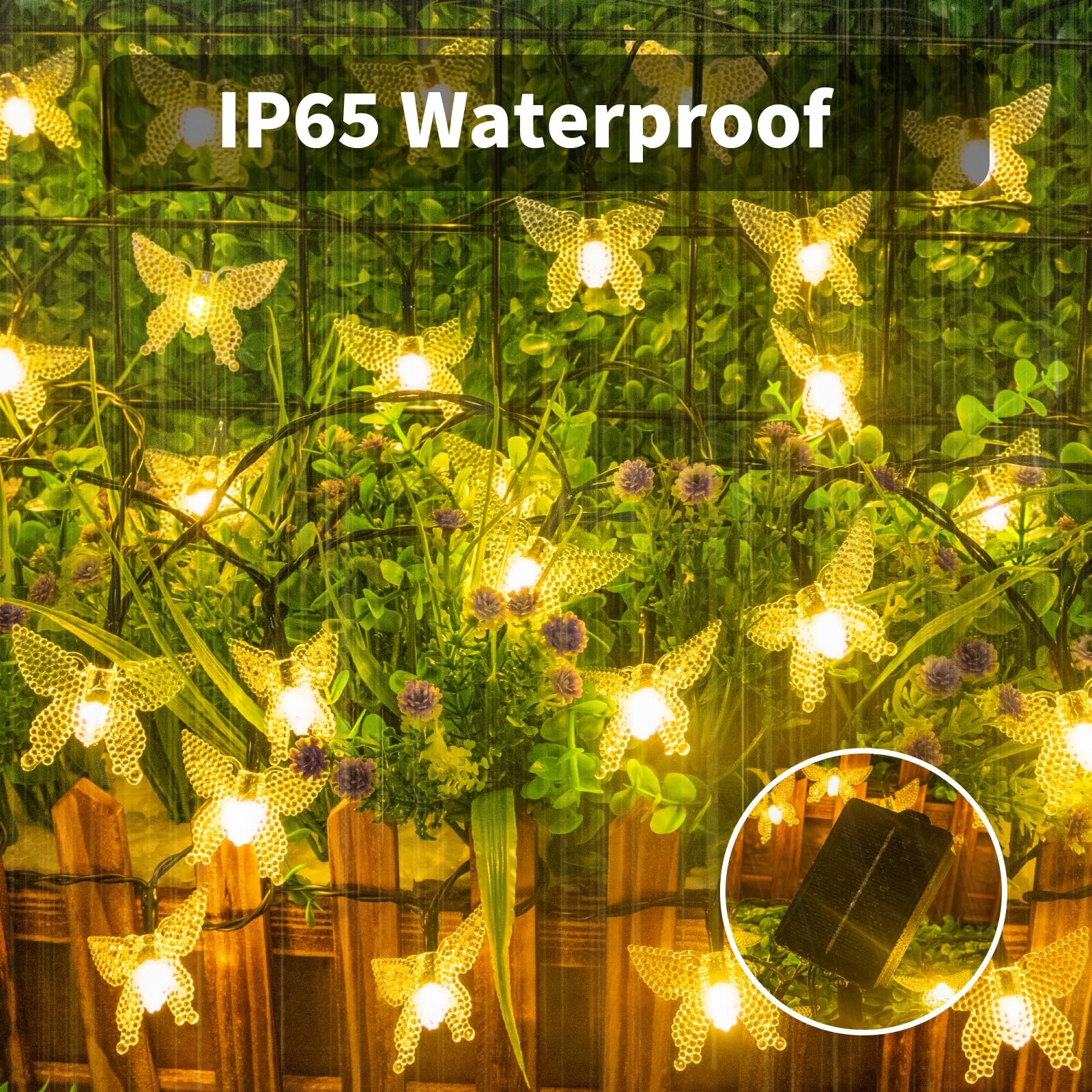 ISISYU Solarna Girlanda Motyle 5M 20 LED Ogród Balkon Taras IP65 — miniatura 3