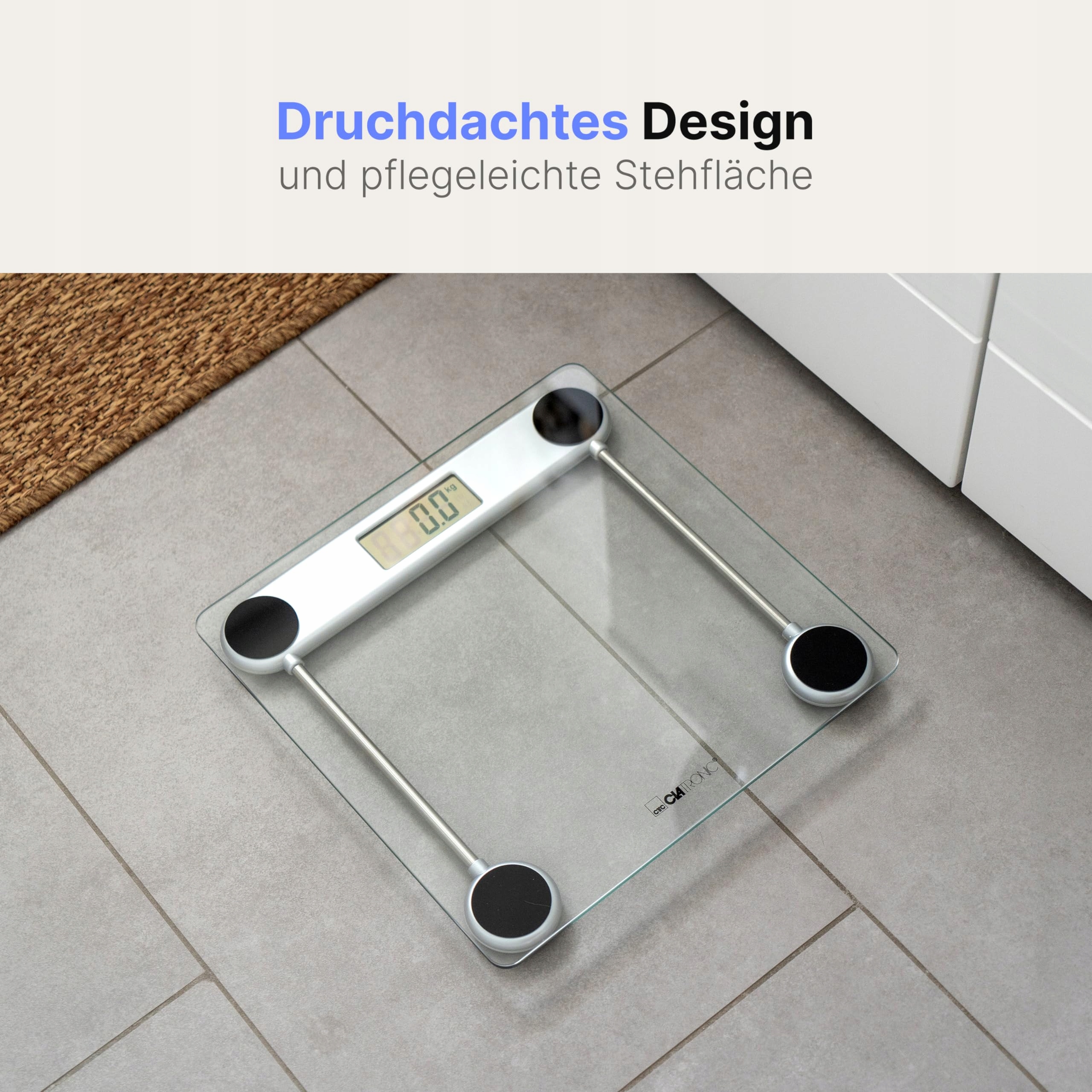 CLATRONIC Cyfrowa Waga Łazienkowa Szklana Powierzchnia LCD 25-150kg — miniatura 2