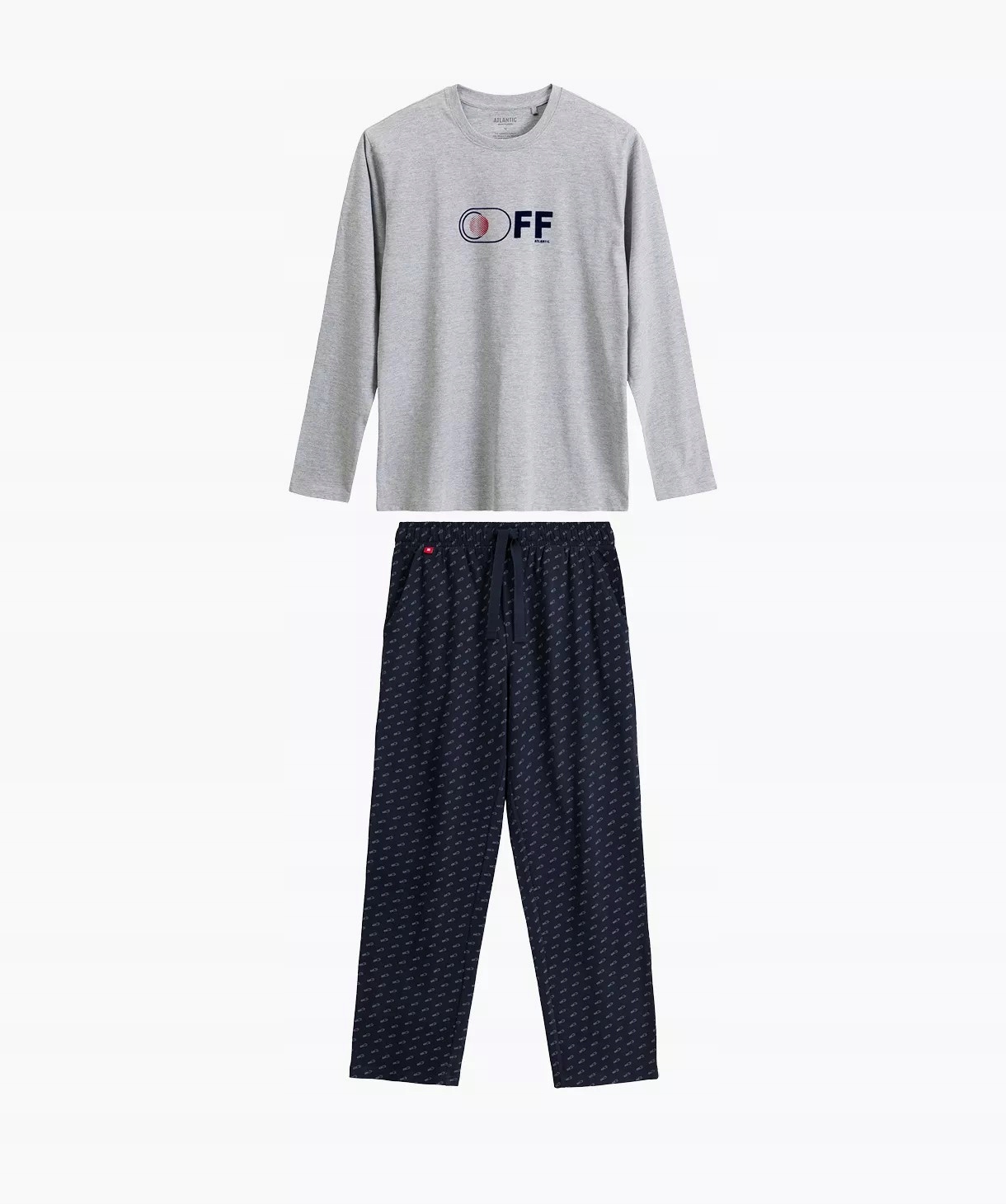 Pánské Pyžamo NMP-390 Dr XXL světle šedý melír/granátová barva