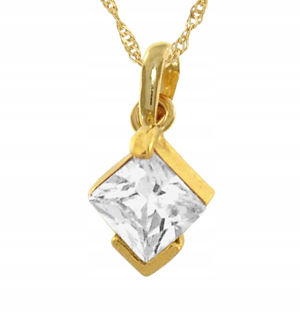 Zlatý Přívěsek S Čtvercovou Zirkonií Pr. 585 Kosočtverců