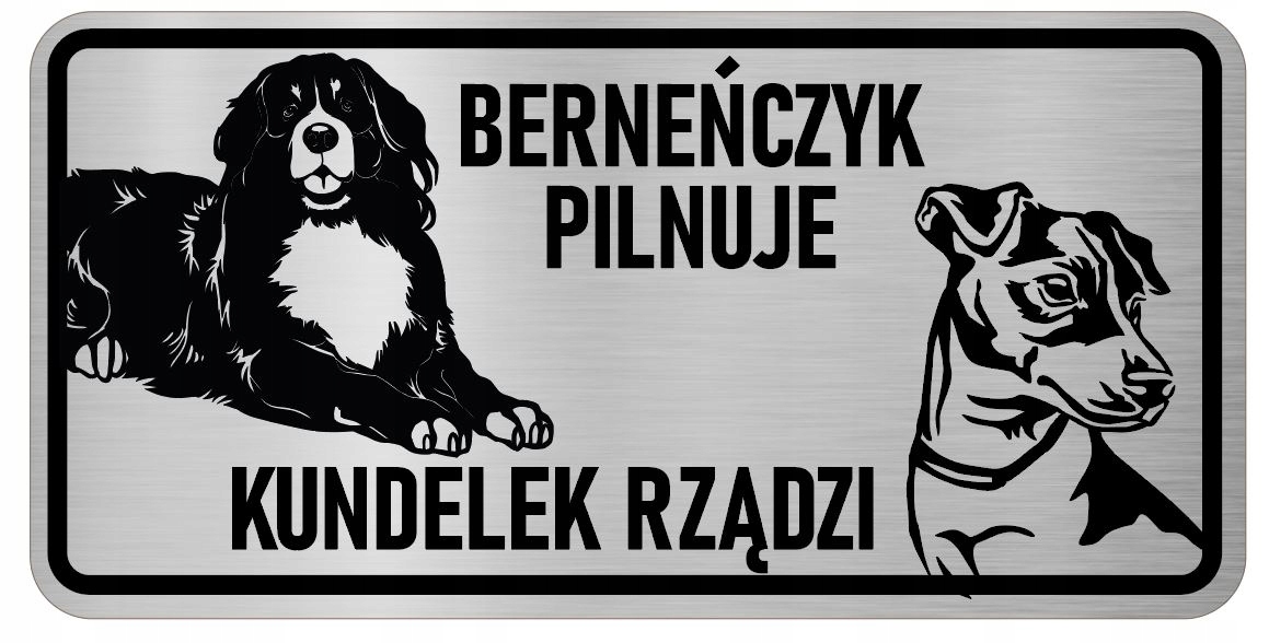 

Tabliczka uwaga pies Berneńczyk i kundelek