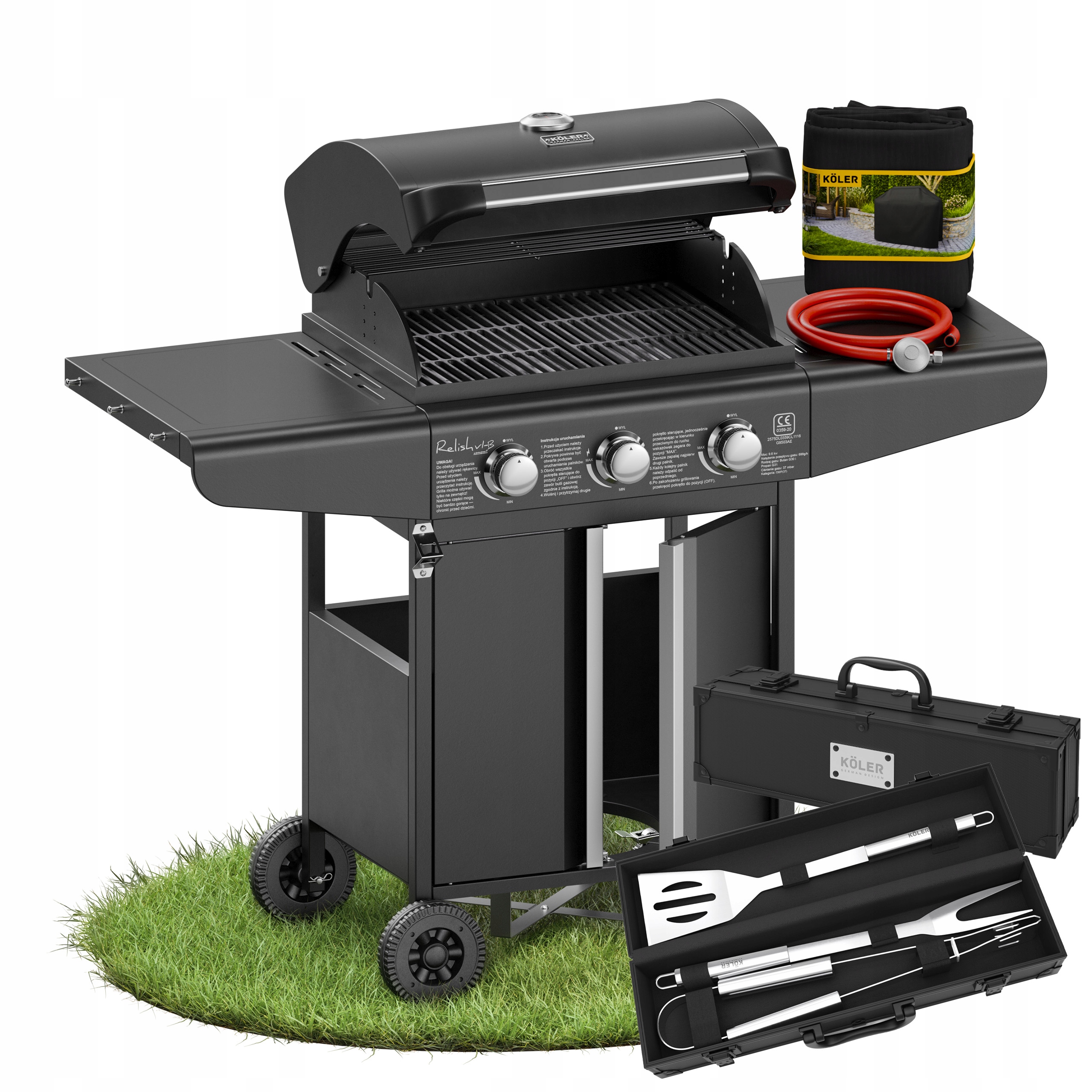 Grill Gazowy Ogrodowy Relish V1 Compact Nierdzewny Żeliwny Akcesoria