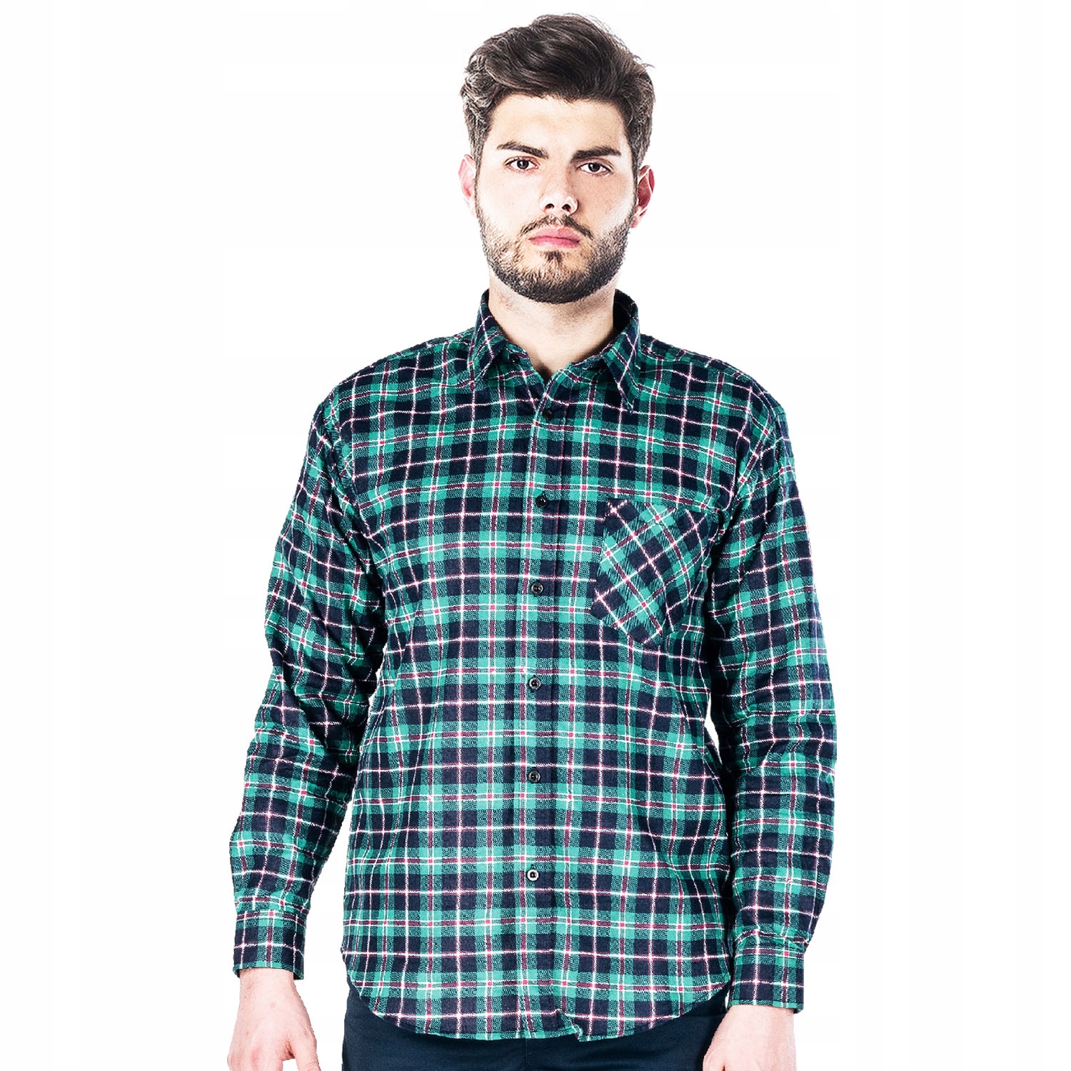 

Koszula Męska Flanelowa W Kratę Bawełna Jakość 3XL