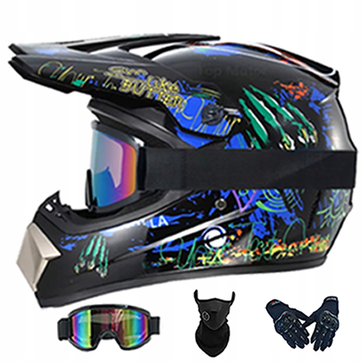 Motocyklová Přilba Lehká Enduro Quada Brýle Rukavice Maska XL